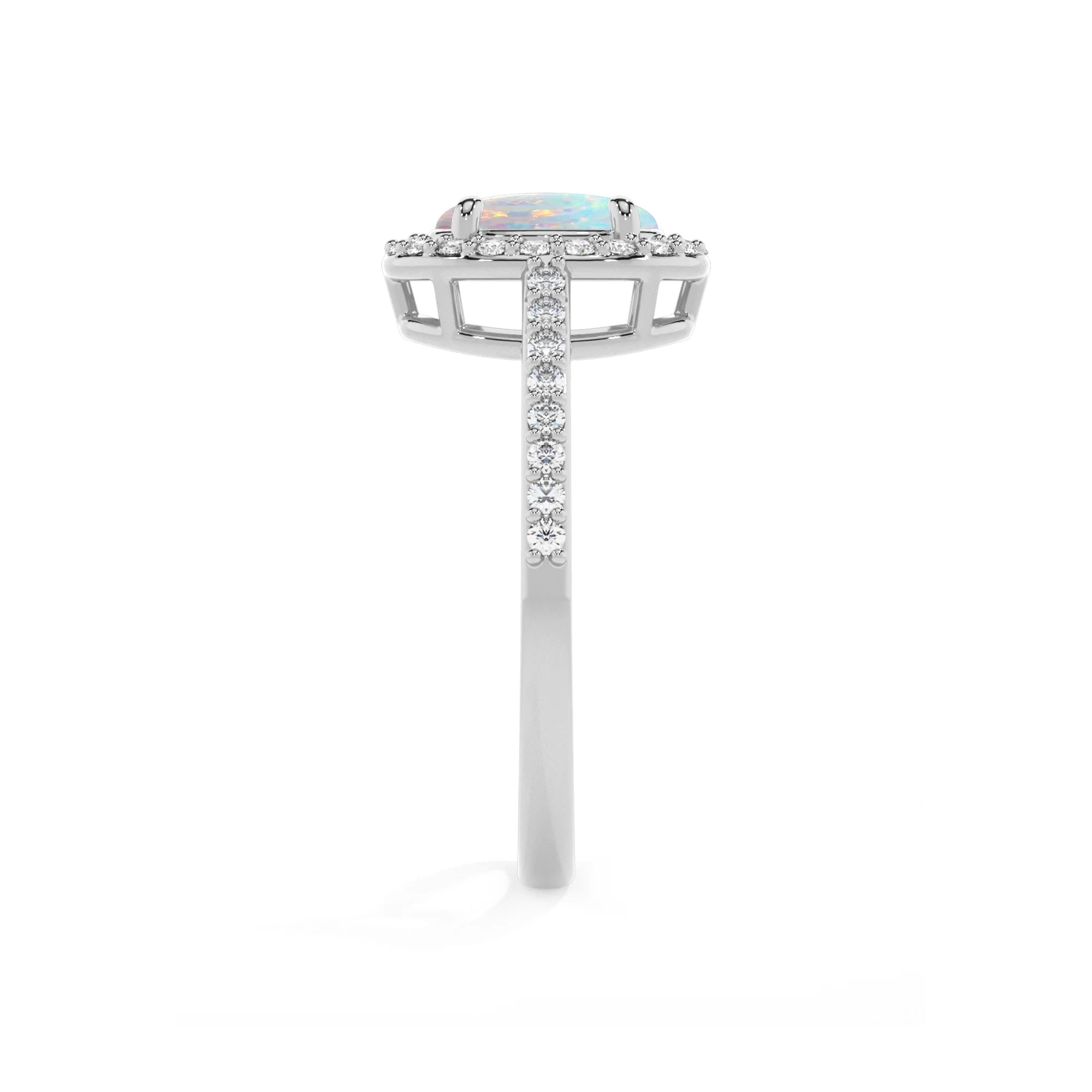 lab grown opal oval solitaire rings in sterling silver