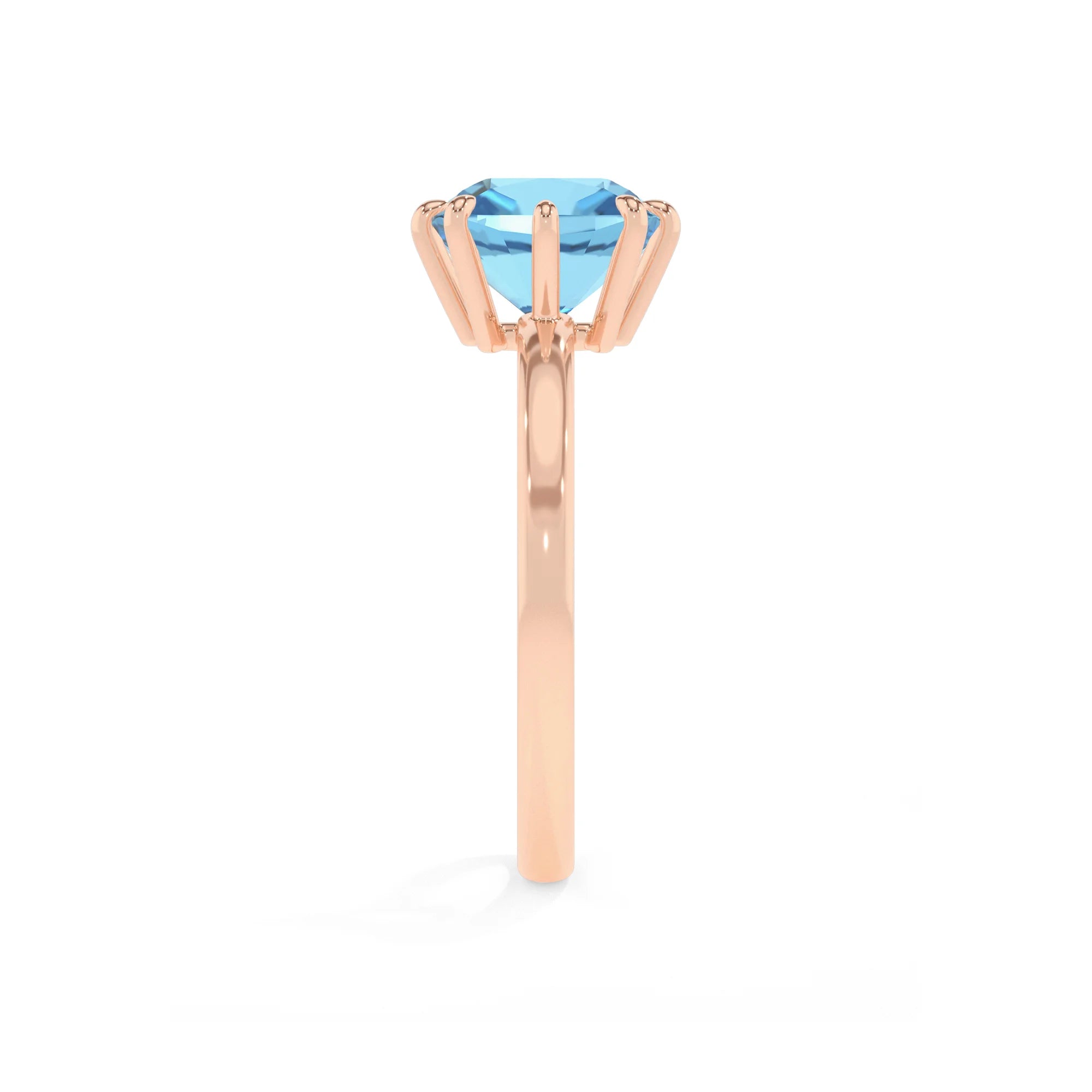 natural swiss-blue-topaz cushion solitaire rings in rose gold