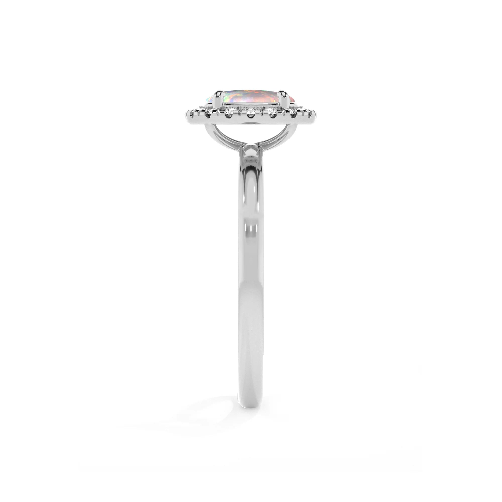 lab grown opal oval solitaire rings in white gold