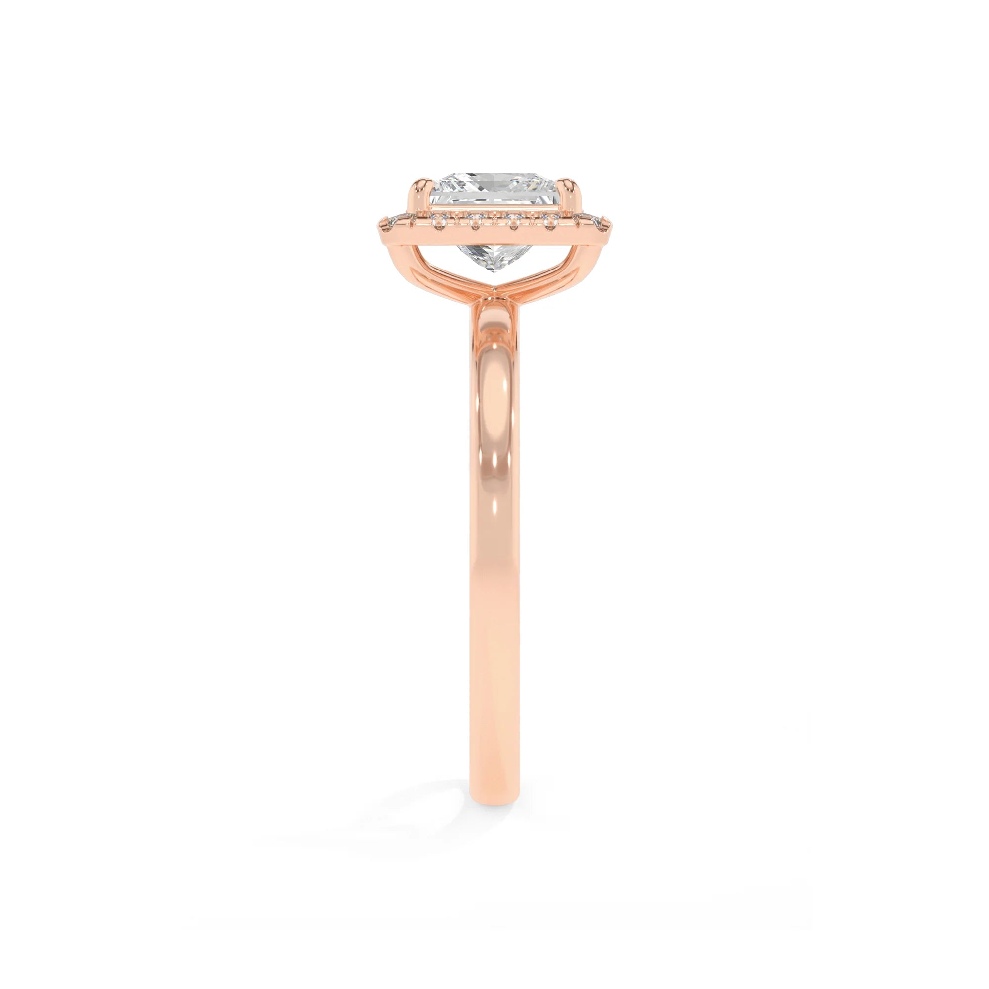 lab grown moissanite princess solitaire rings in rose gold