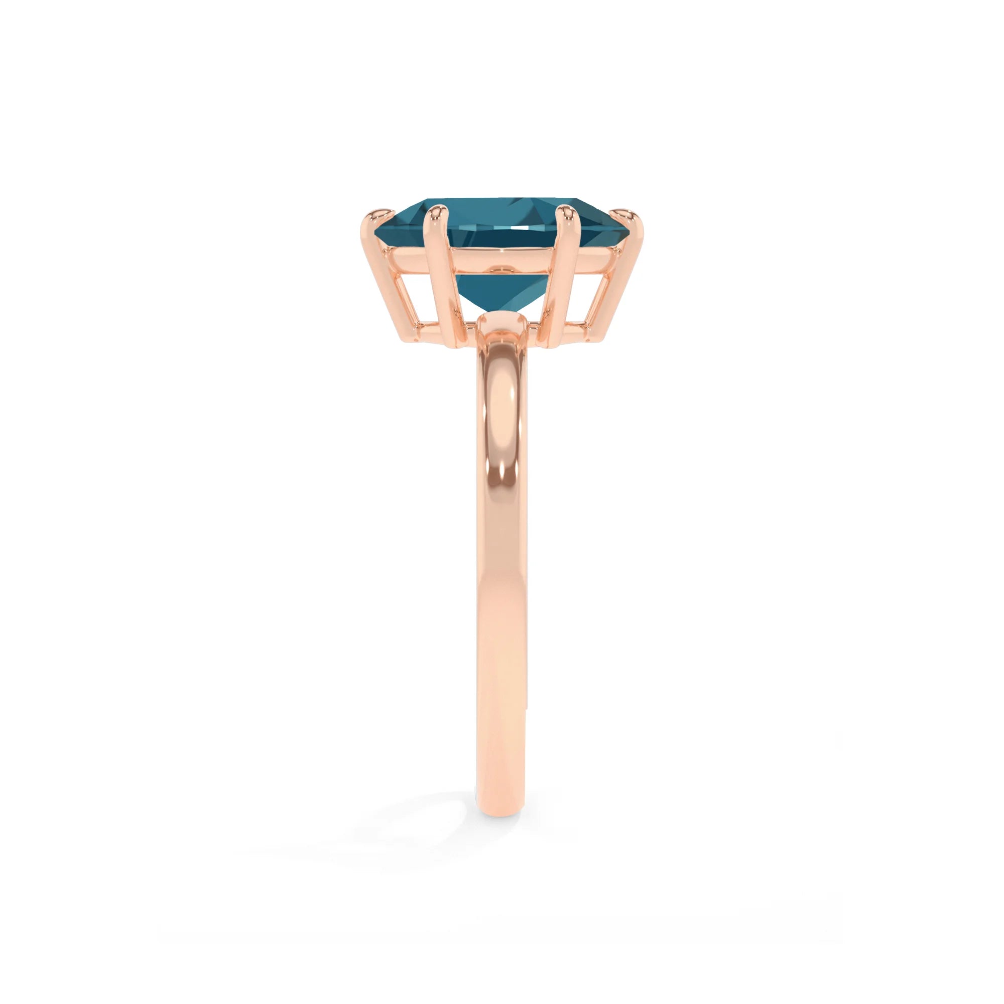 natural london-blue-topaz oval solitaire rings in rose gold