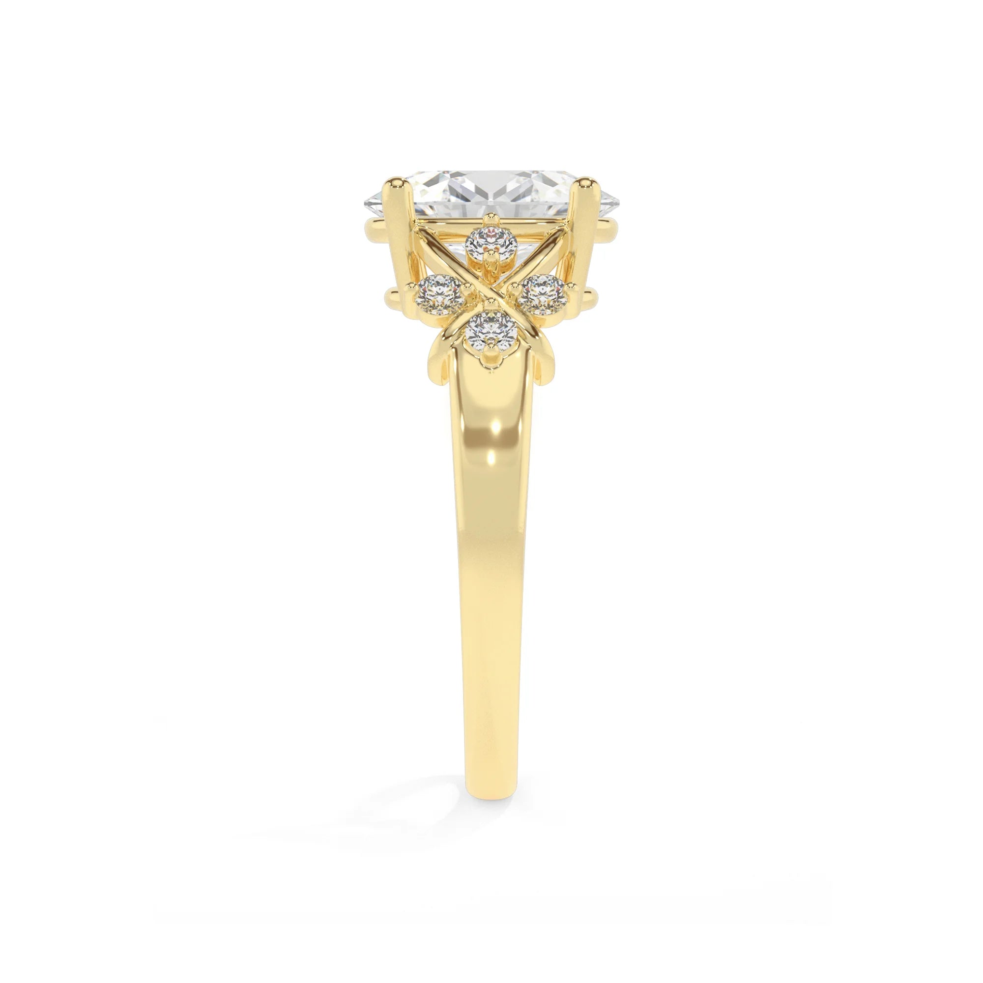 lab grown moissanite oval solitaire rings in yellow gold
