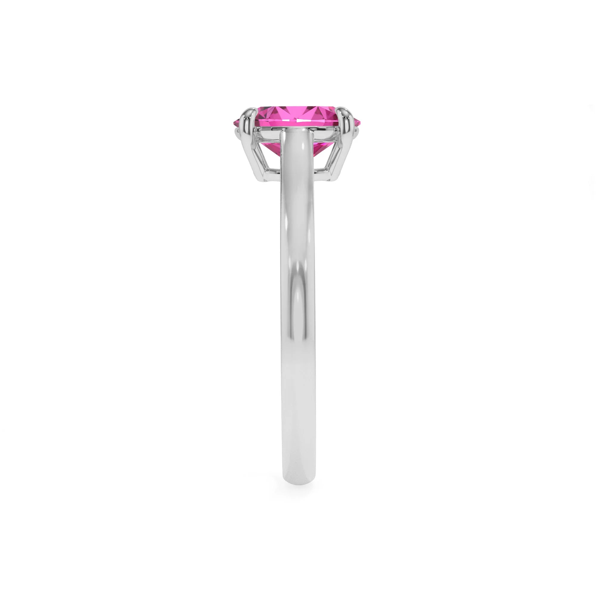 lab grown pink-sapphire oval solitaire rings in white gold