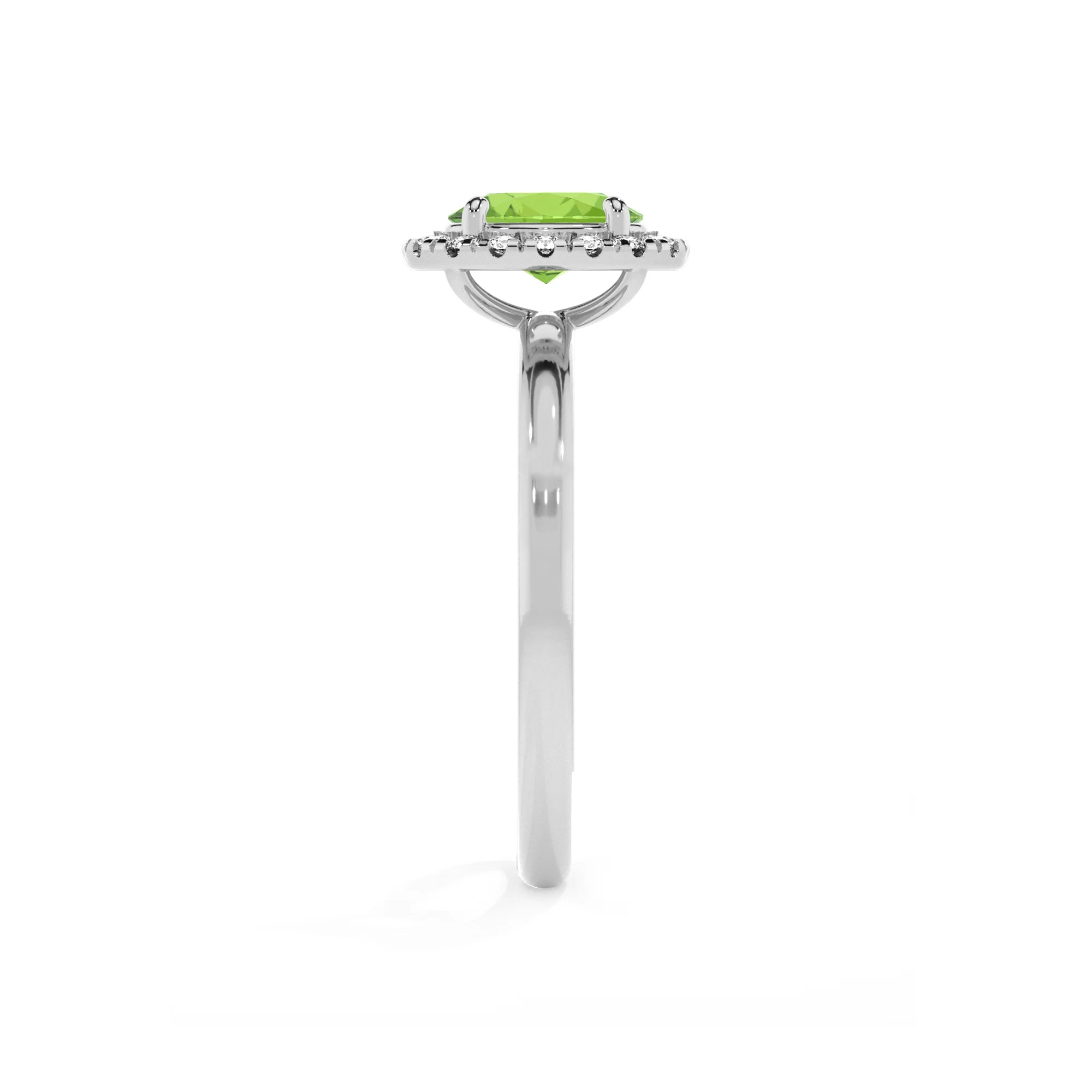 natural peridot oval solitaire rings in platinum