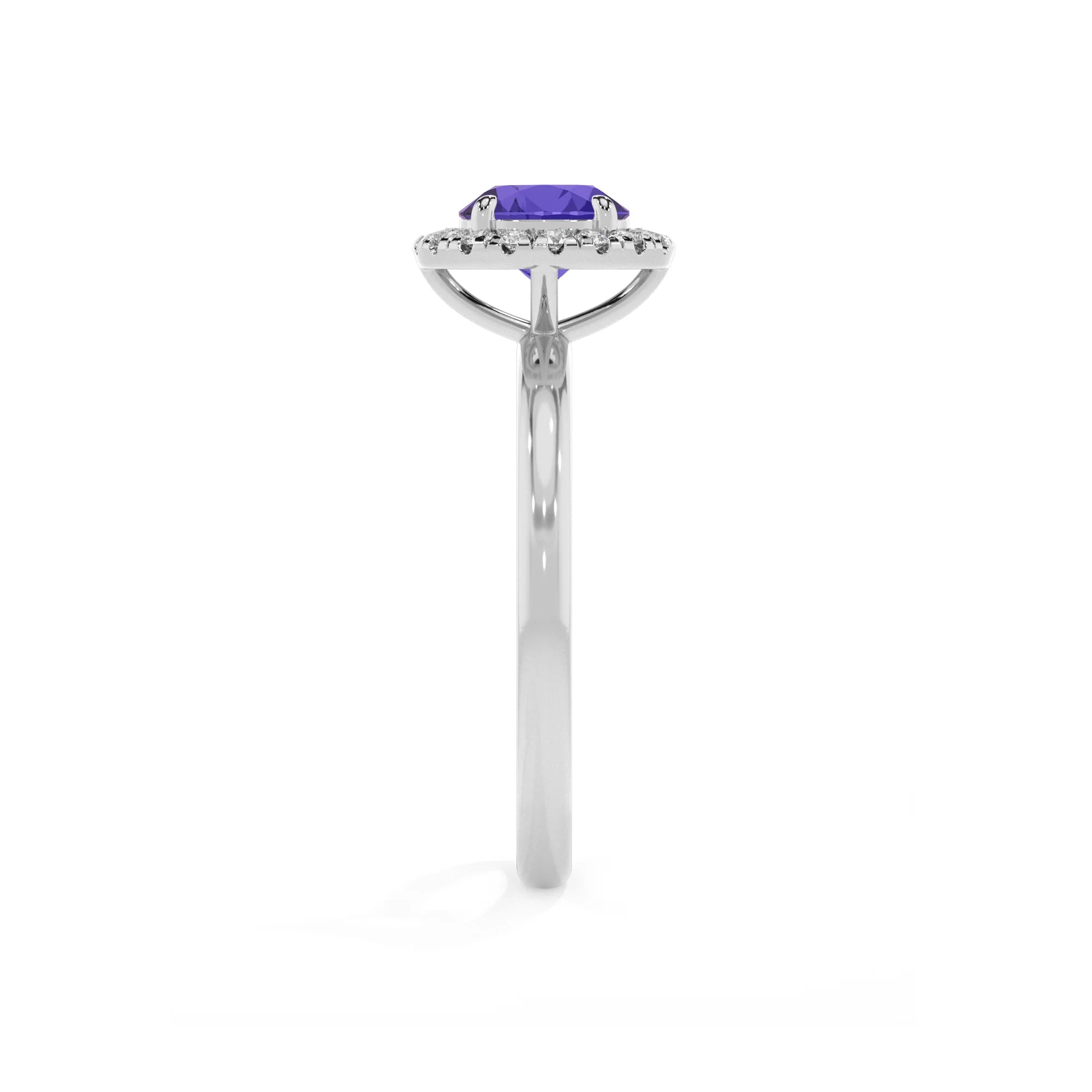 lab grown tanzanite round solitaire rings in platinum