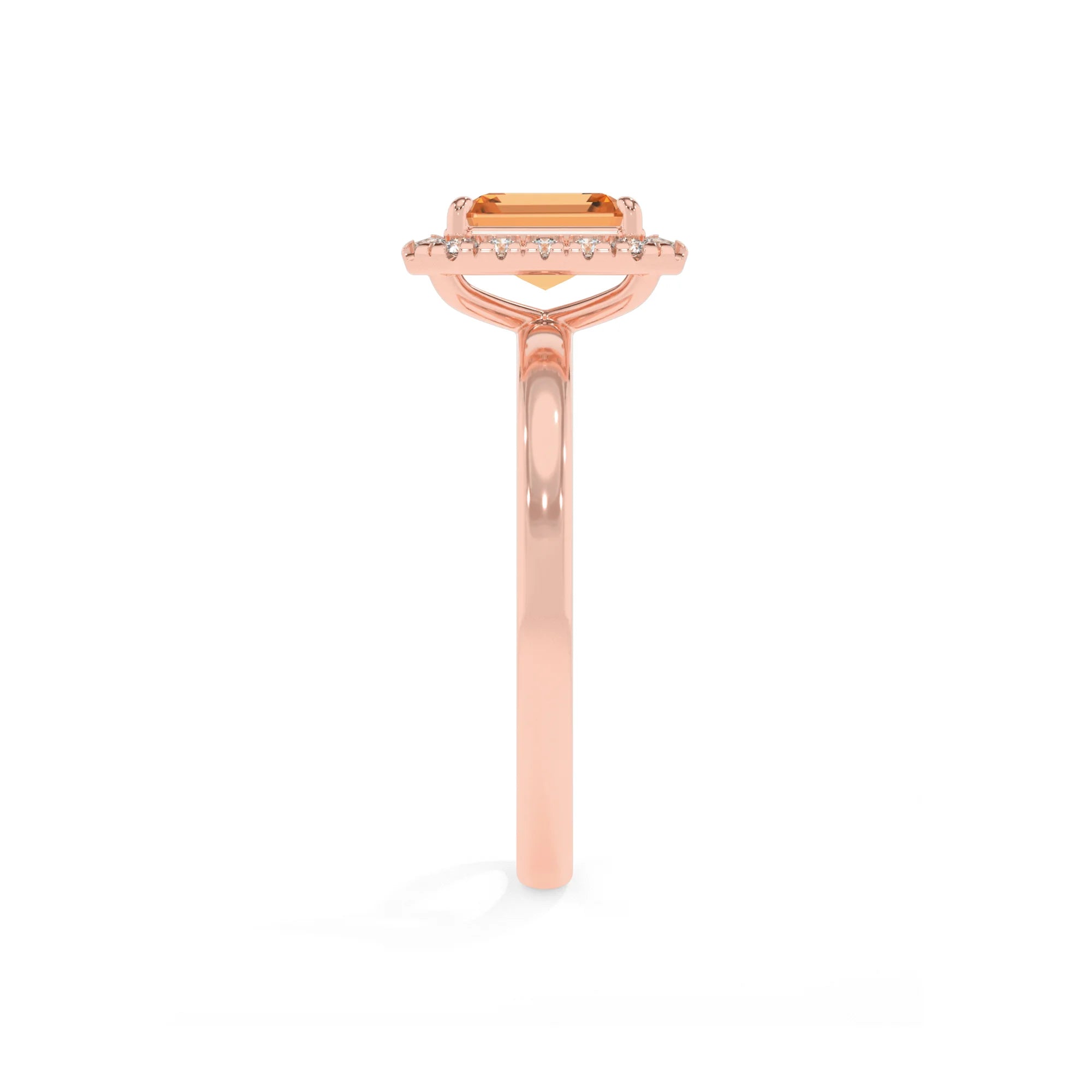 lab grown yellow-sapphire emerald cut solitaire rings in rose gold