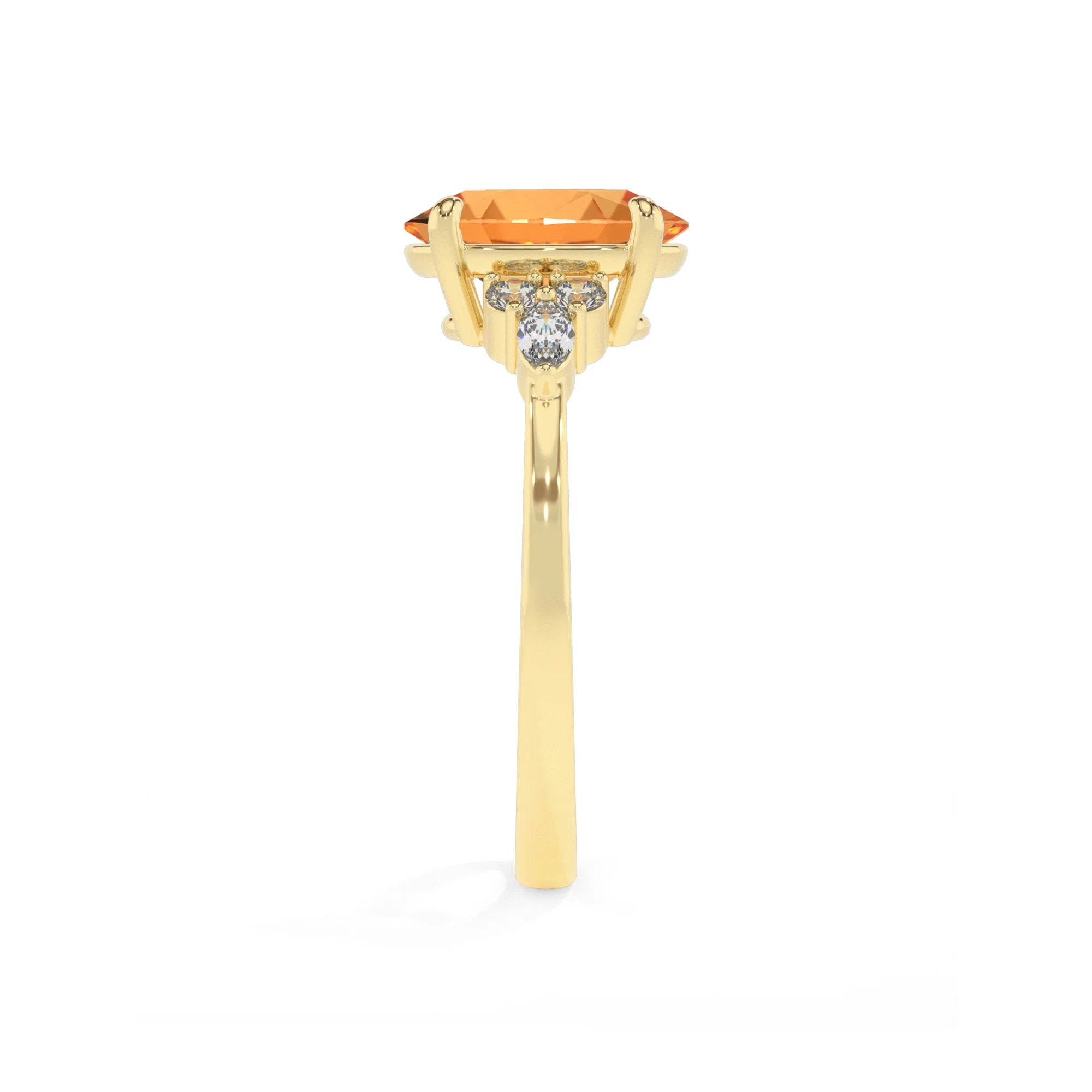 lab grown citrine oval solitaire rings in yellow gold
