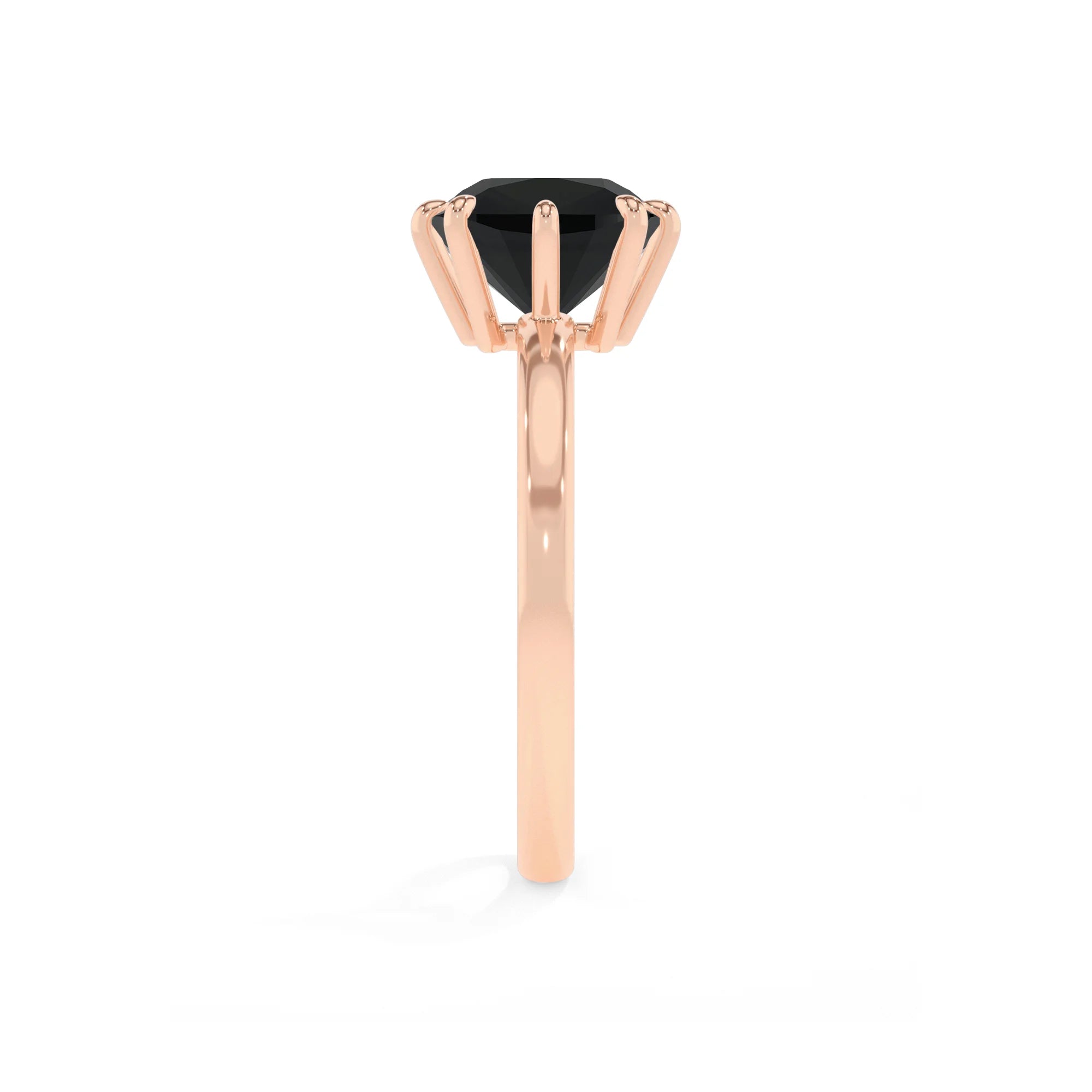 natural black-onyx cushion solitaire rings in rose gold