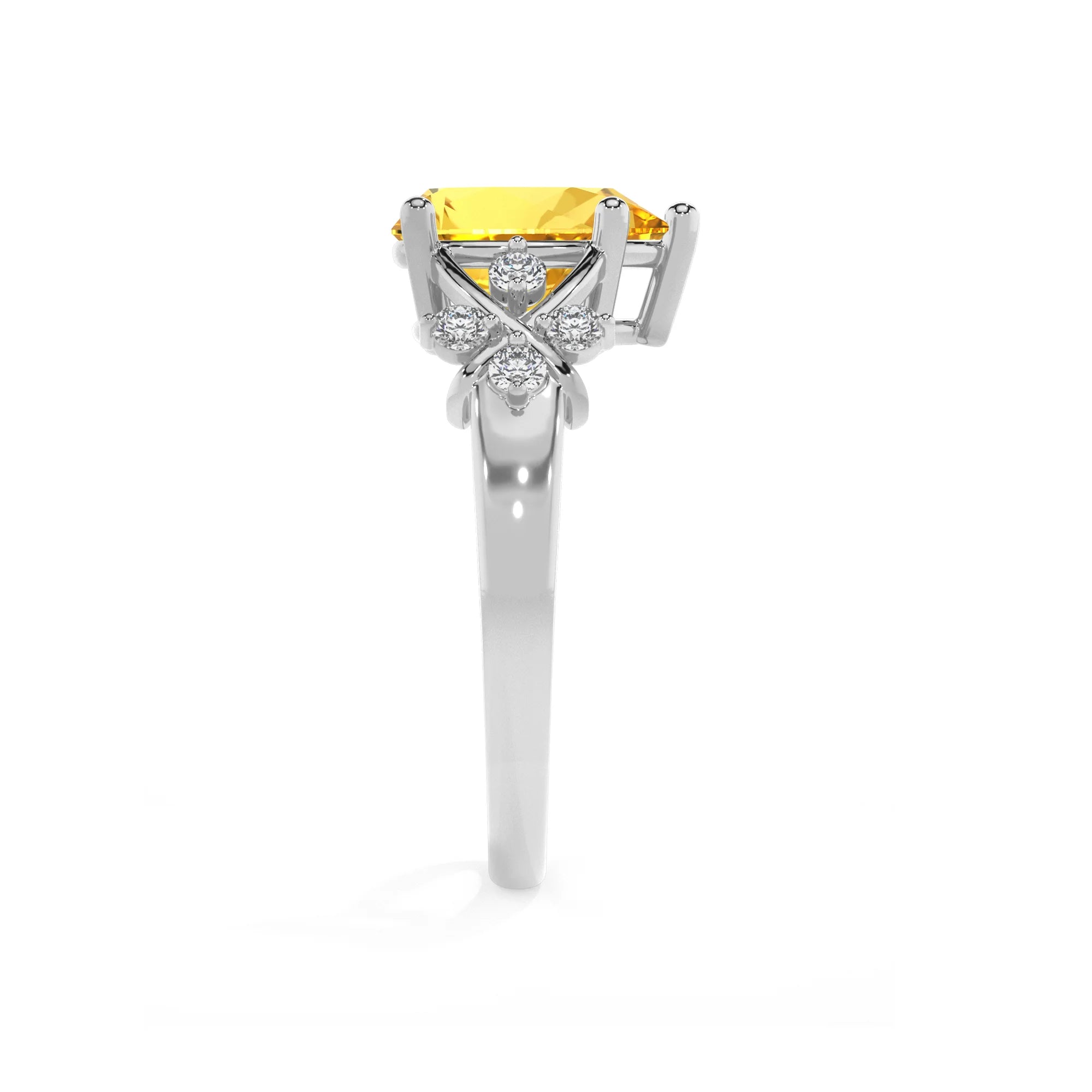 lab grown yellow-sapphire pear solitaire rings in white gold