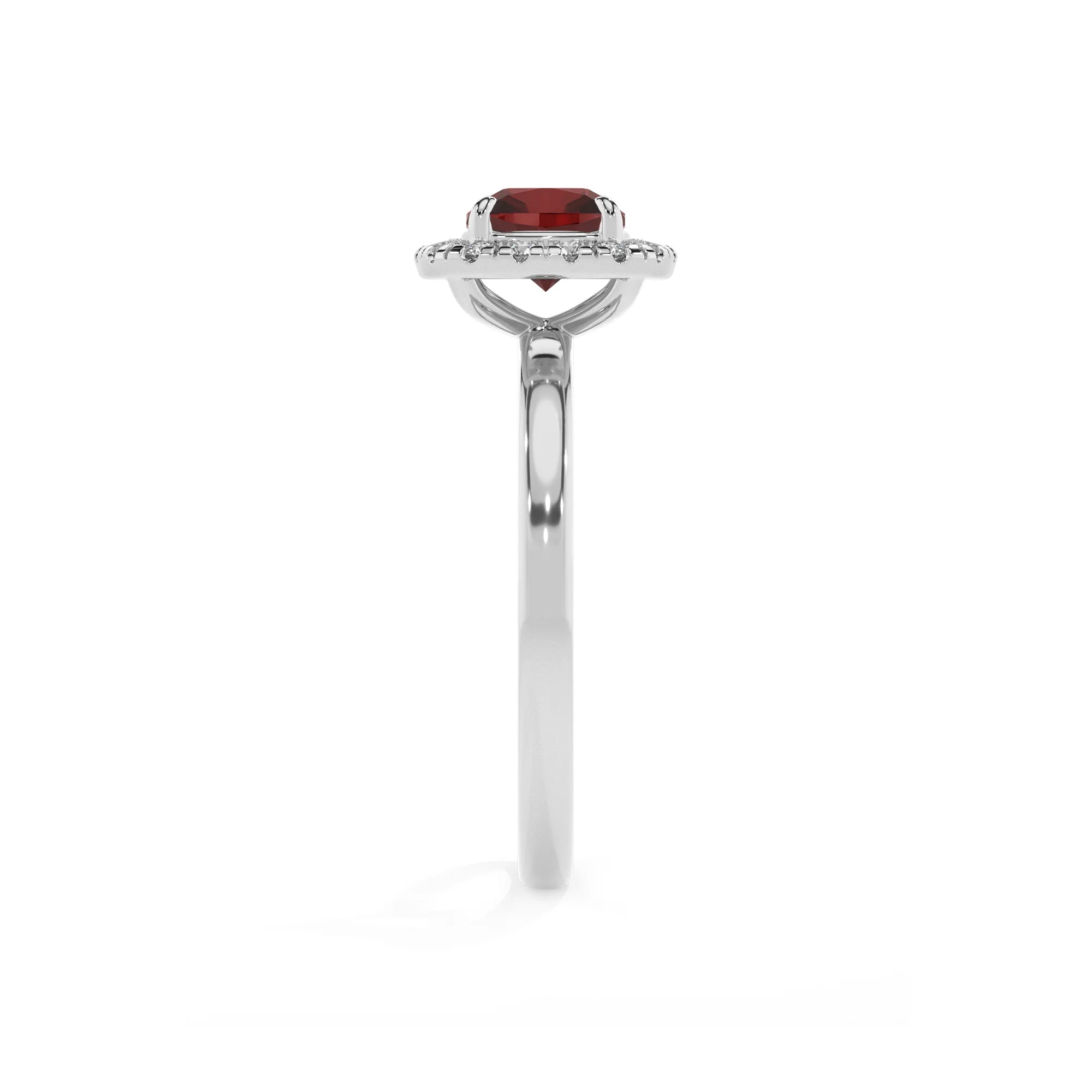 natural garnet cushion solitaire rings in white gold