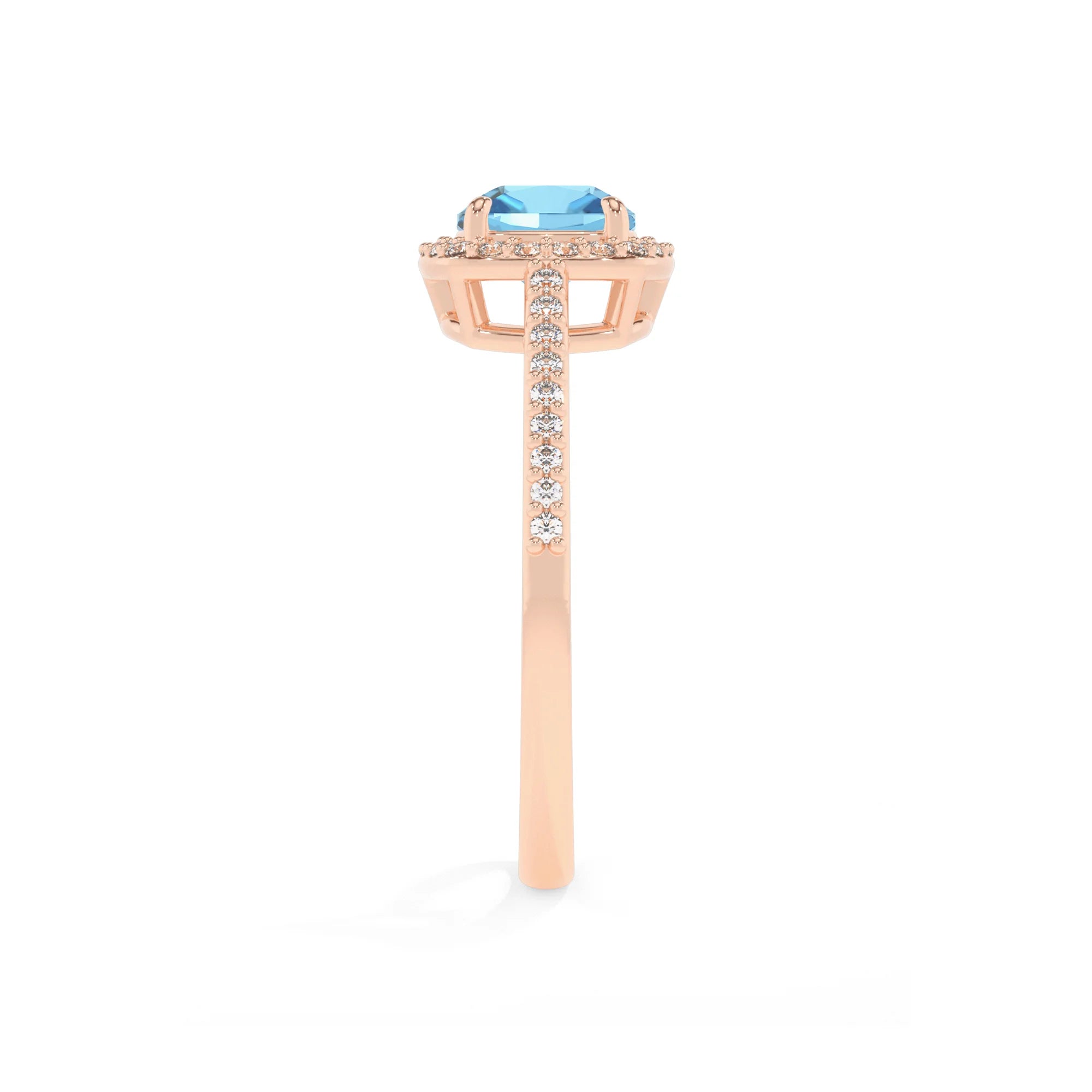natural swiss-blue-topaz cushion solitaire rings in rose gold