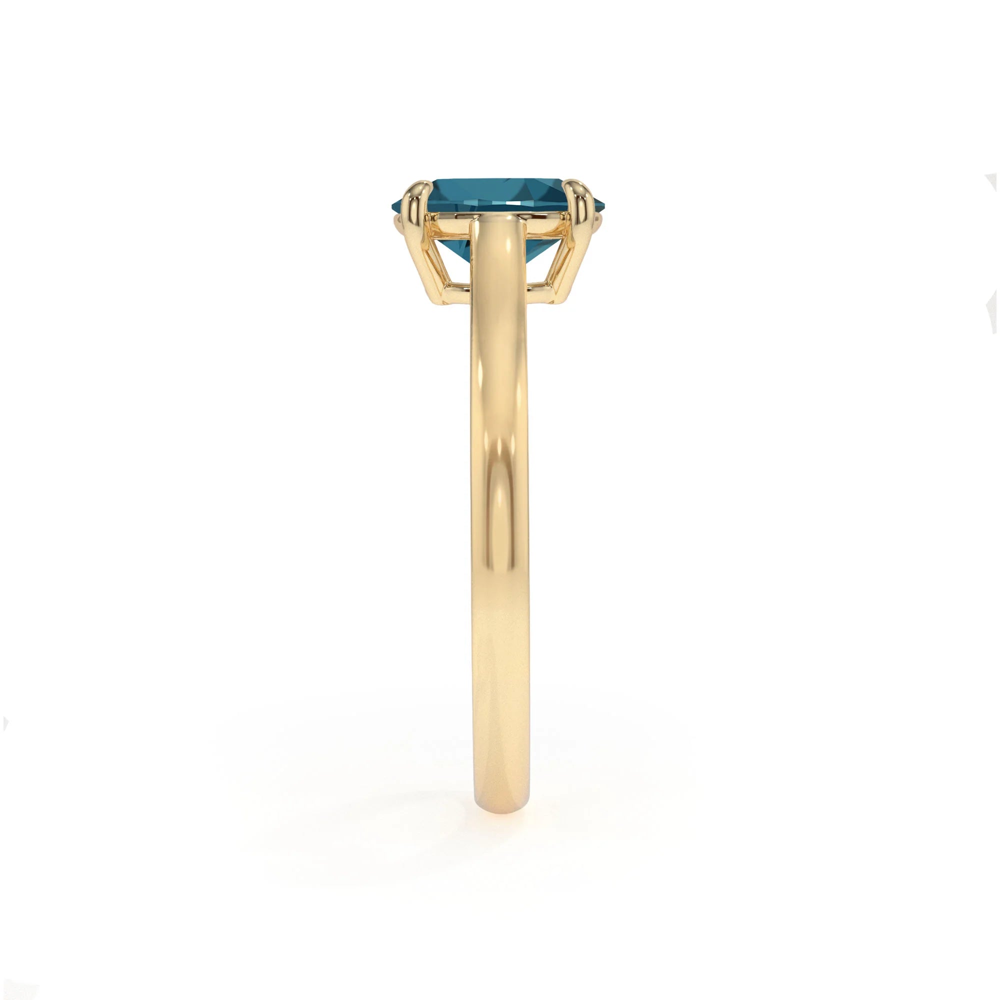 natural london-blue-topaz oval solitaire rings in yellow gold