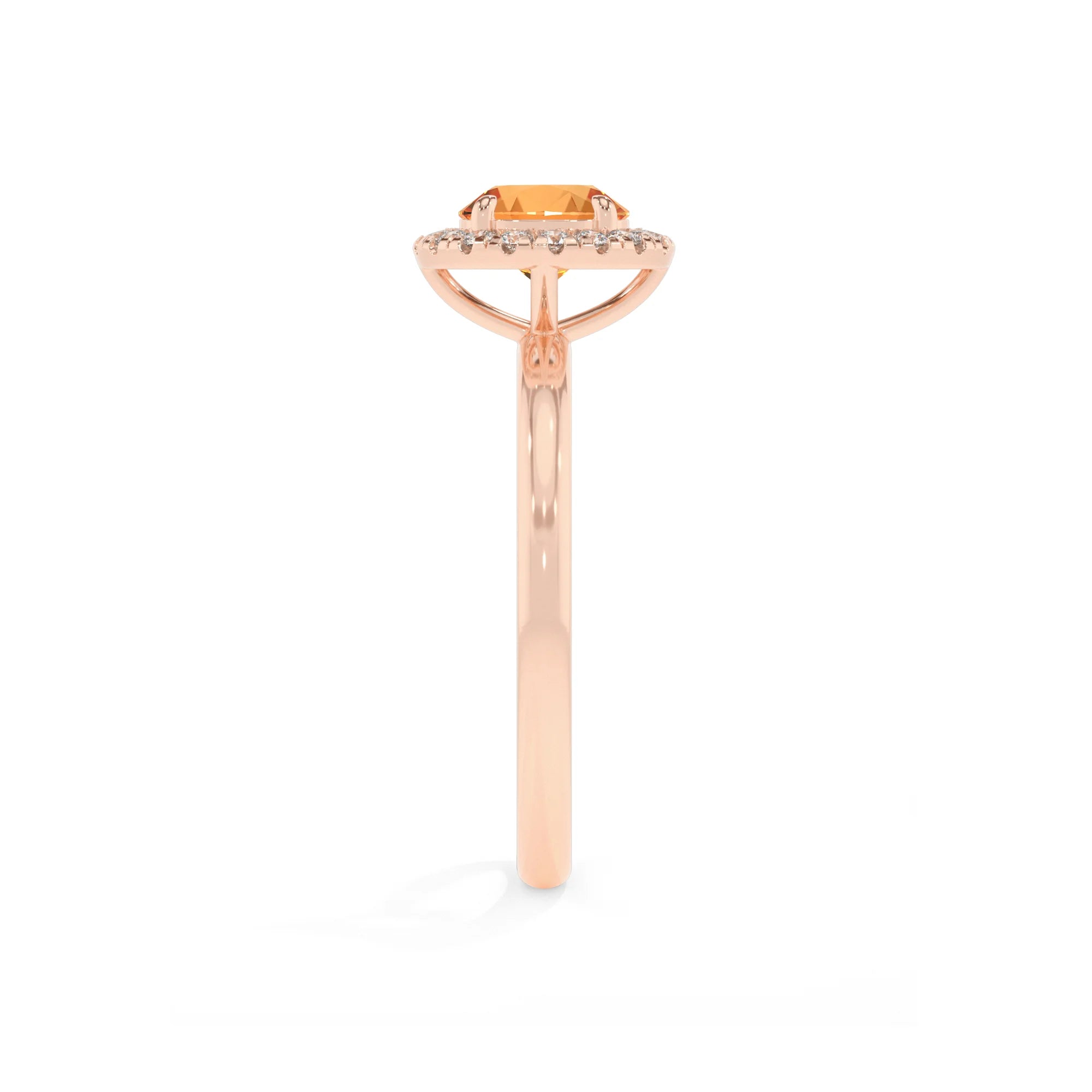 lab grown citrine round solitaire rings in rose gold