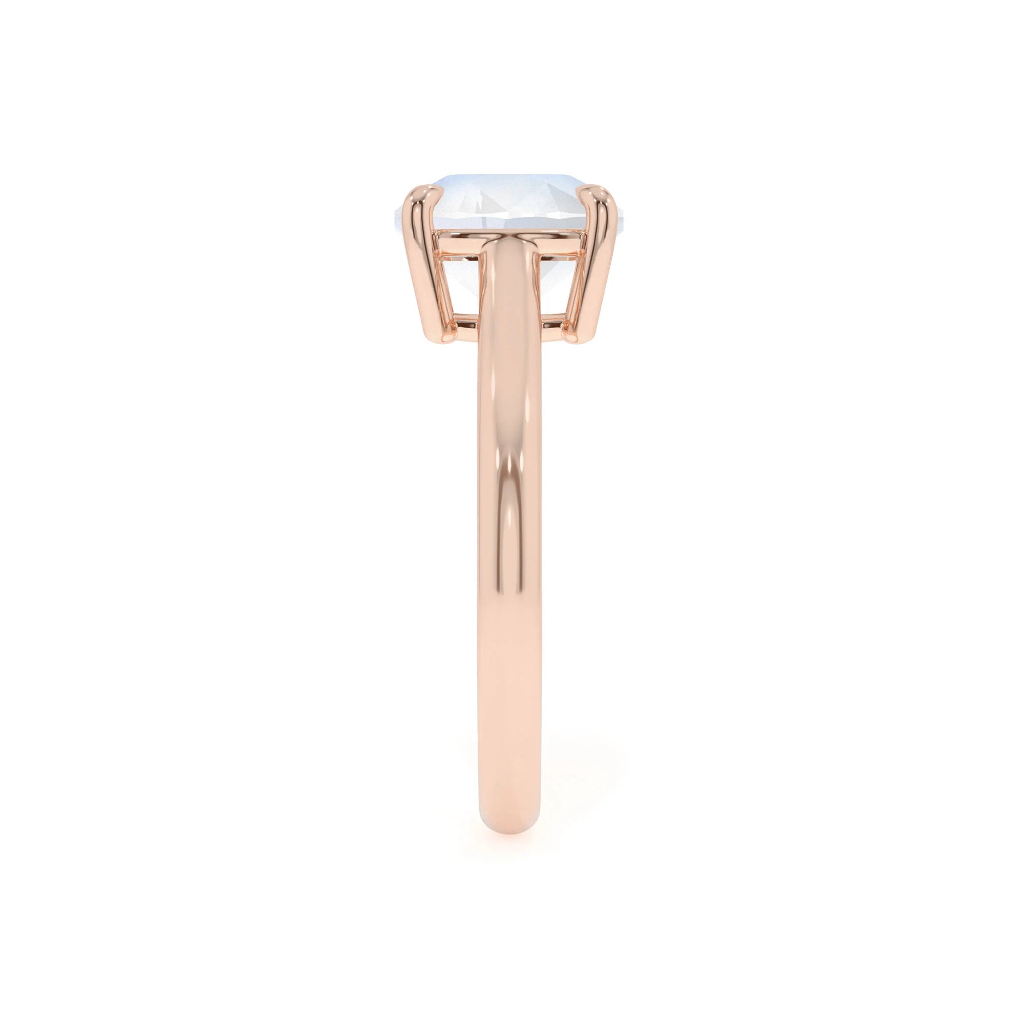 natural rainbow-moonstone cushion solitaire rings in rose gold