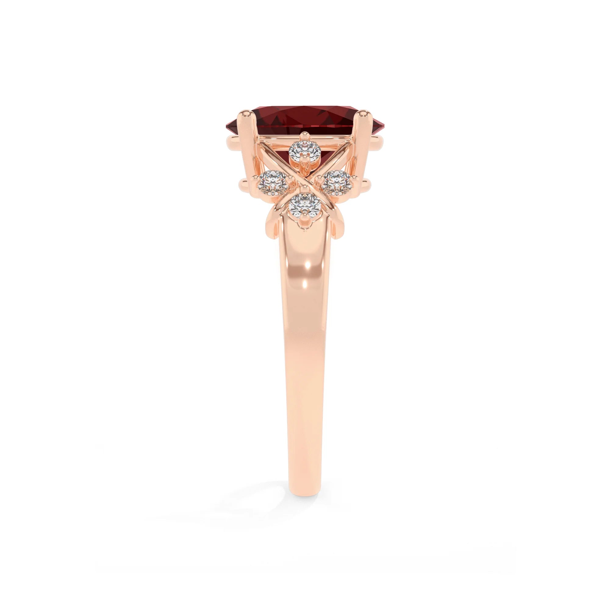 natural garnet oval solitaire rings in rose gold