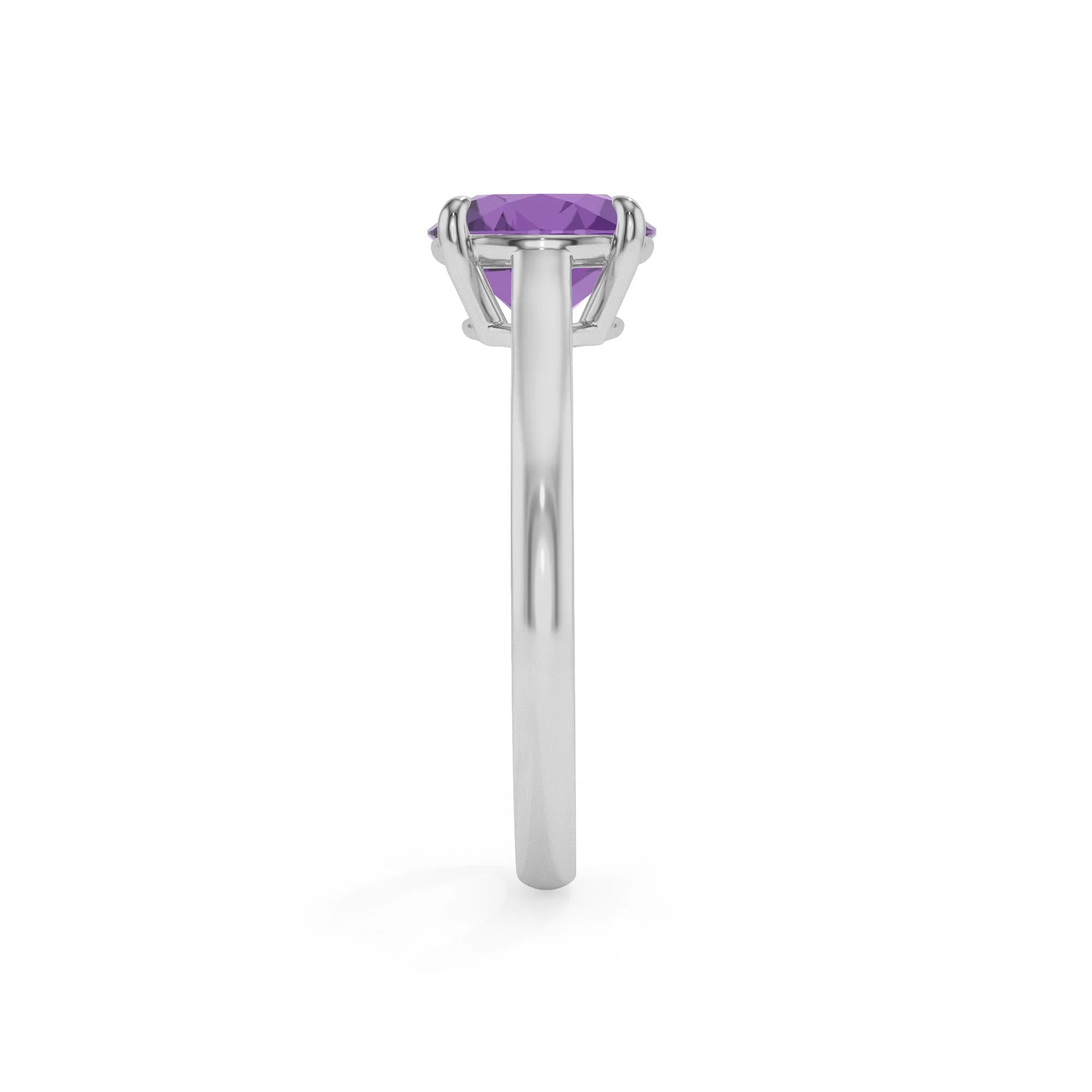 lab grown amethyst round solitaire rings in white gold