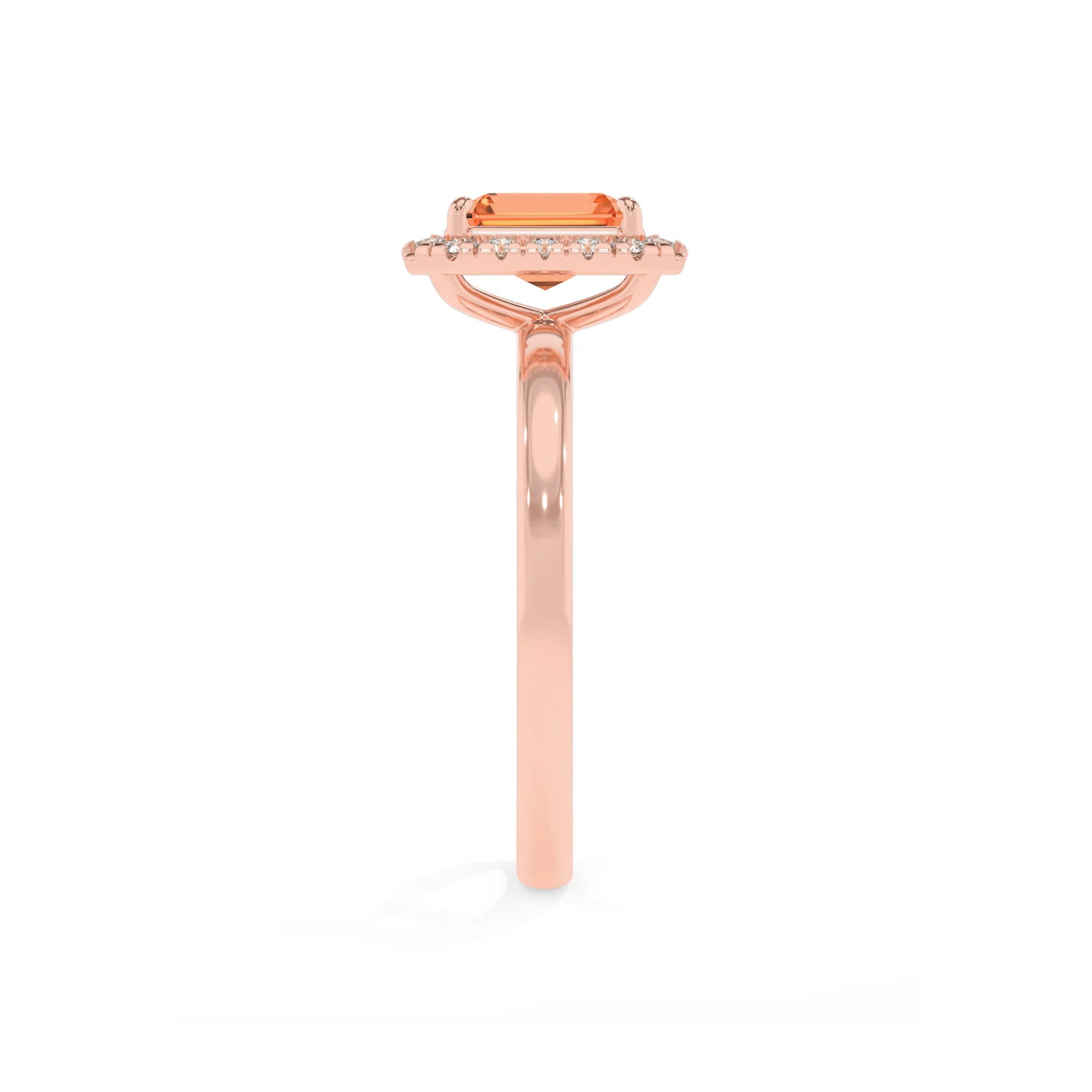 lab grown citrine emerald cut solitaire rings in rose gold