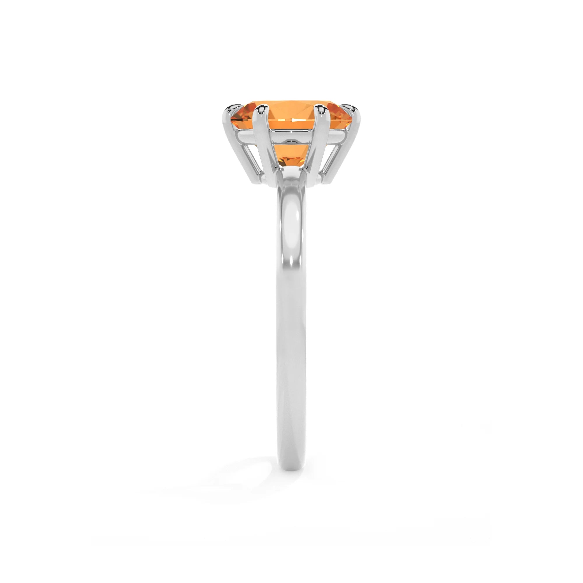 lab grown citrine round solitaire rings in white gold