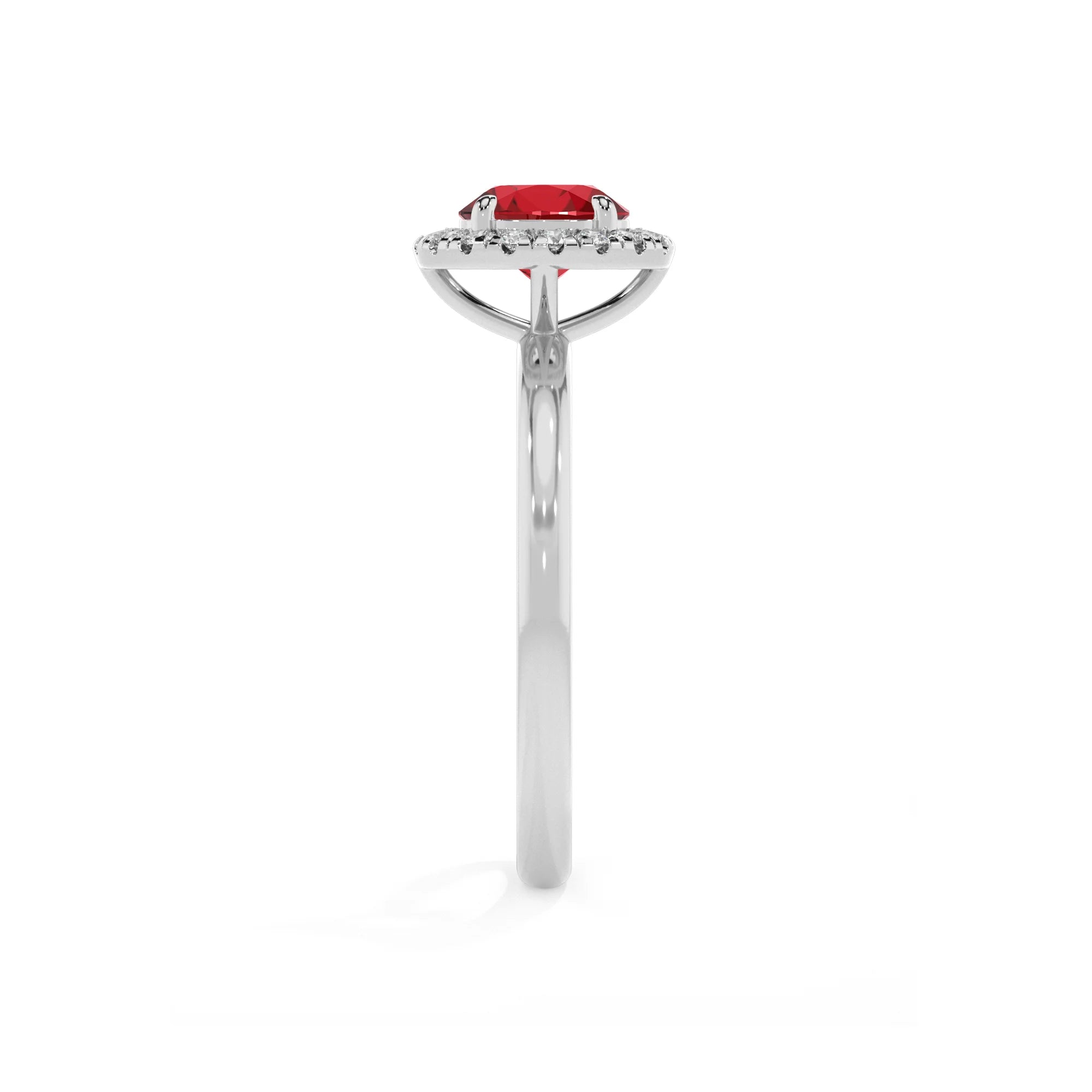 lab grown ruby round solitaire rings in sterling silver