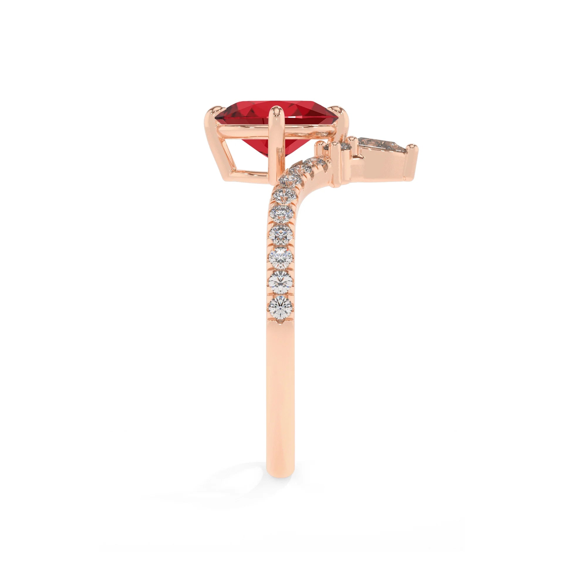 lab grown ruby oval solitaire rings in rose gold