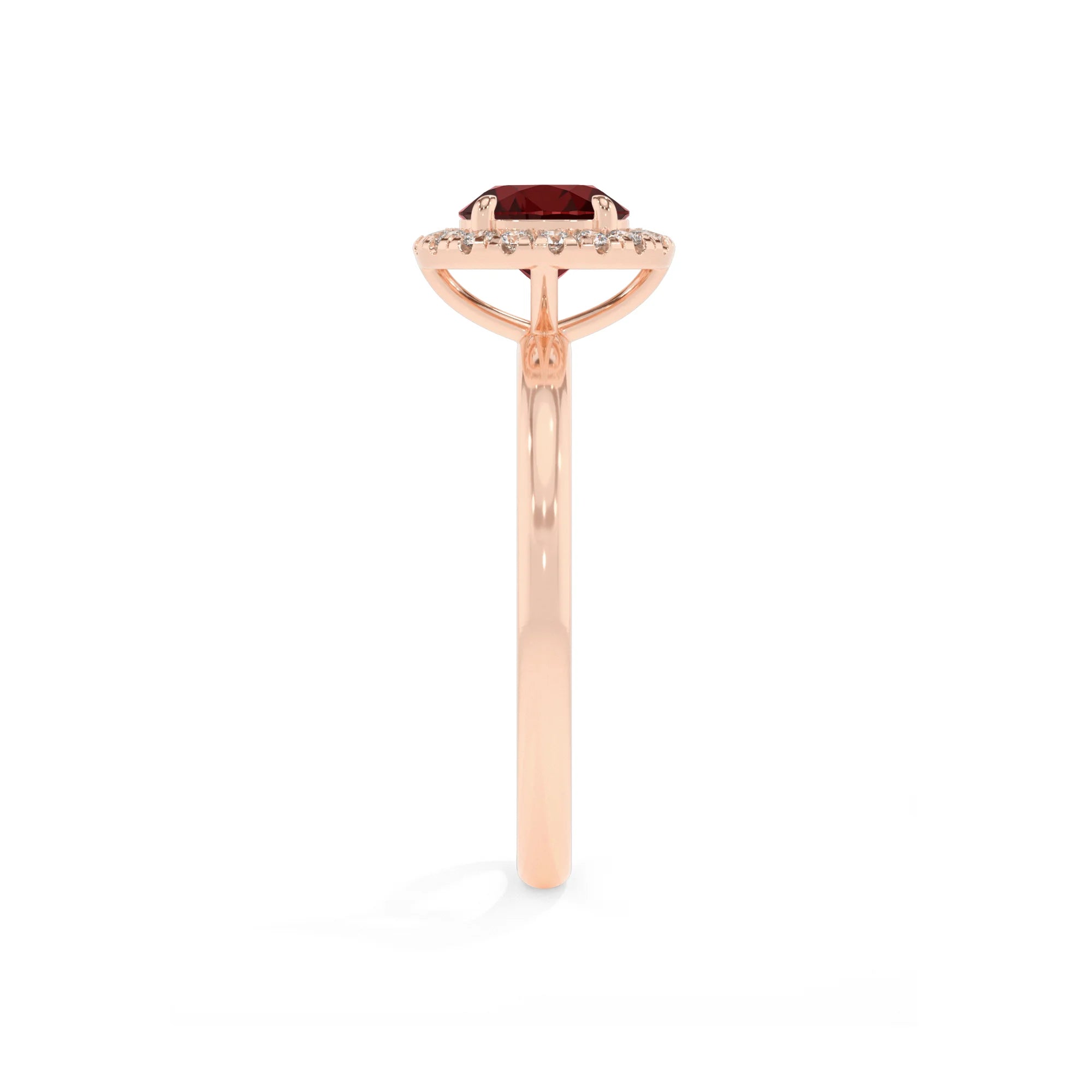 natural garnet round solitaire rings in rose gold