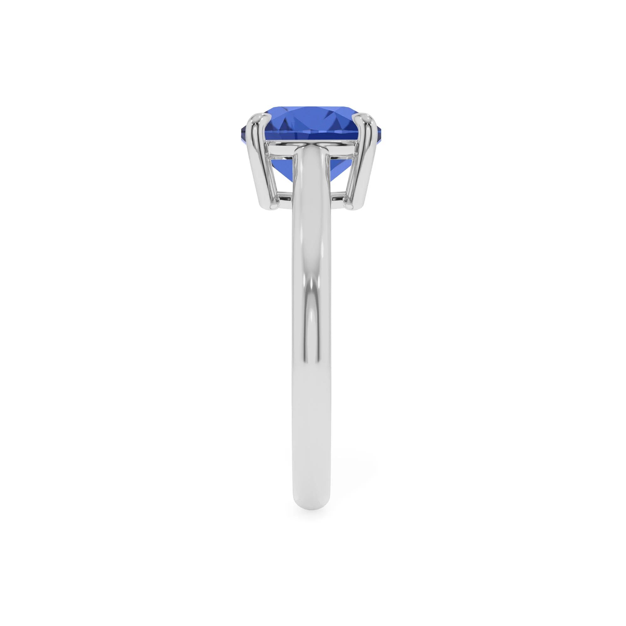 lab grown blue-sapphire cushion solitaire rings in sterling silver