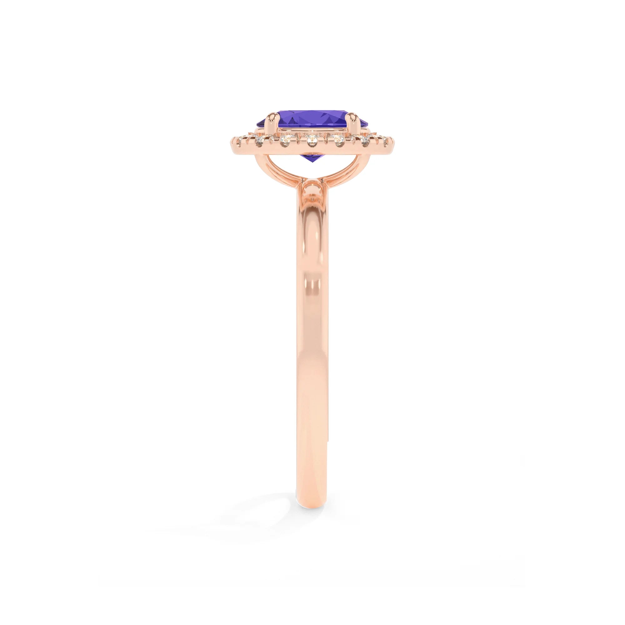 lab grown tanzanite oval solitaire rings in rose gold