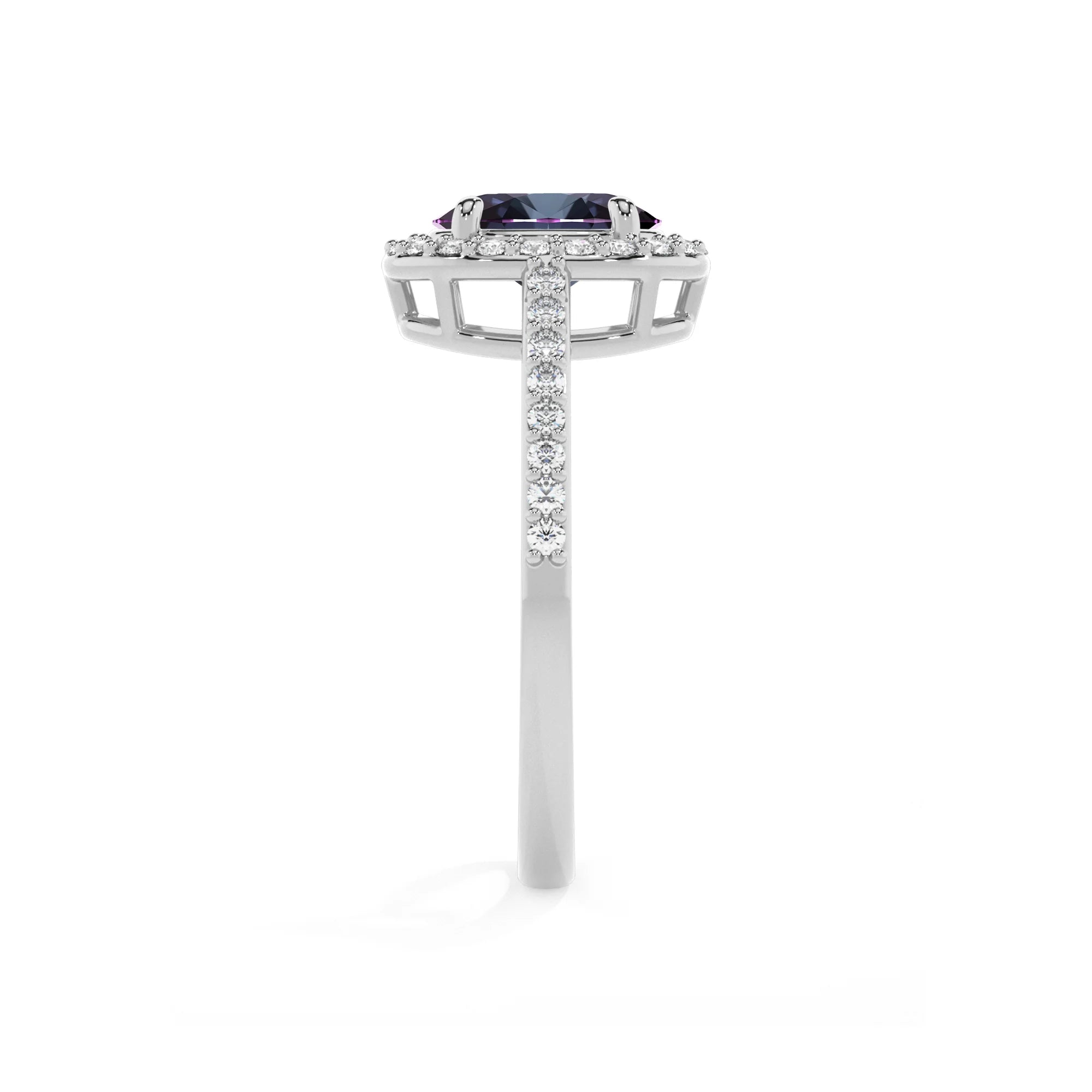 lab grown alexandrite oval solitaire rings in platinum