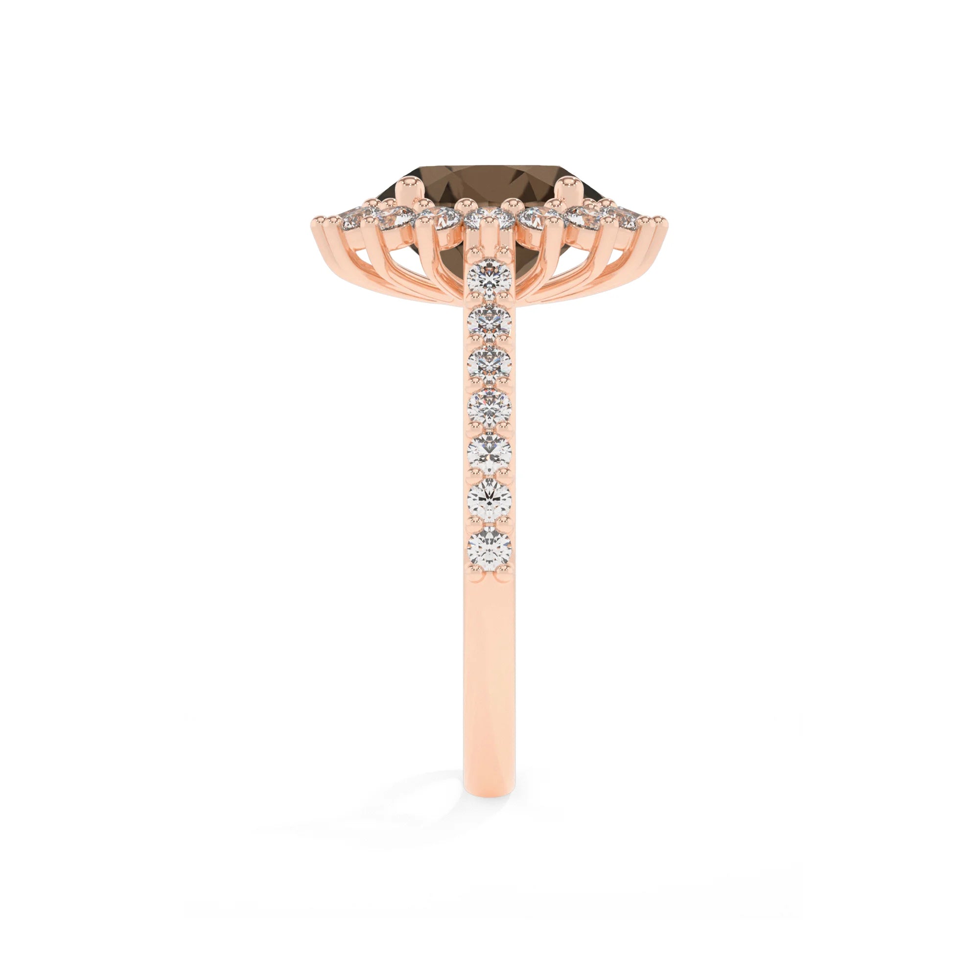 natural smoky-quartz round solitaire rings in rose gold