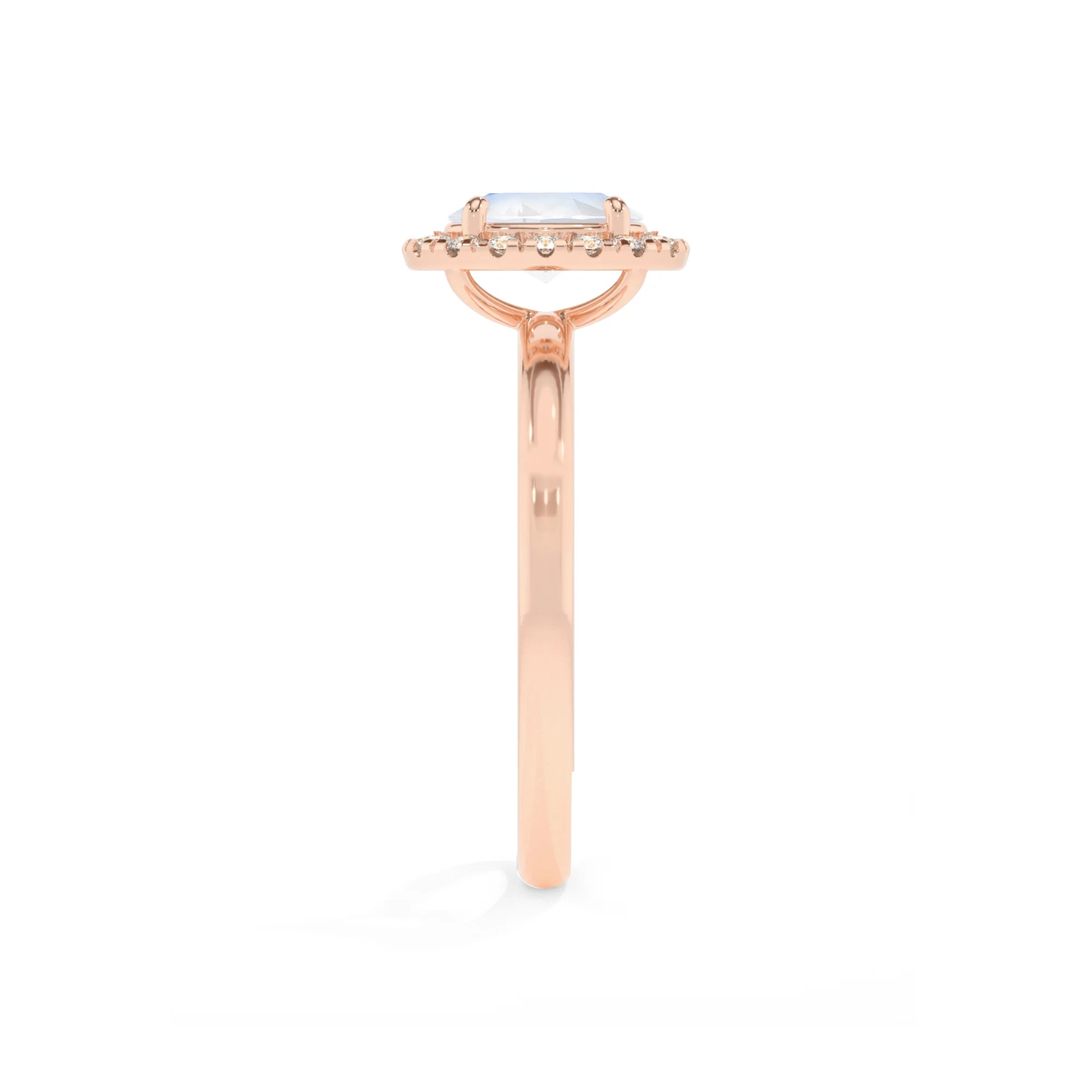 natural rainbow-moonstone oval solitaire rings in rose gold