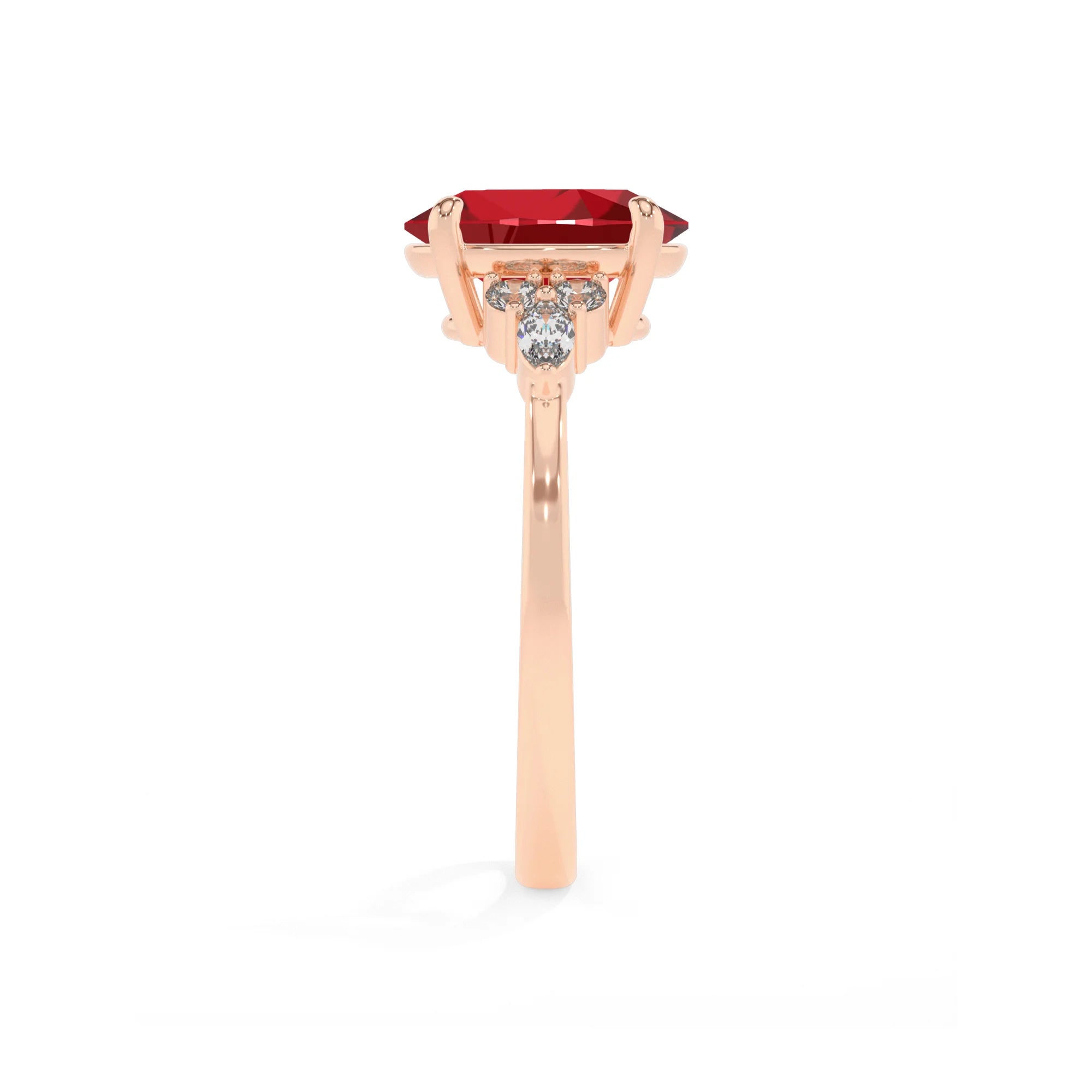 lab grown ruby oval solitaire rings in rose gold