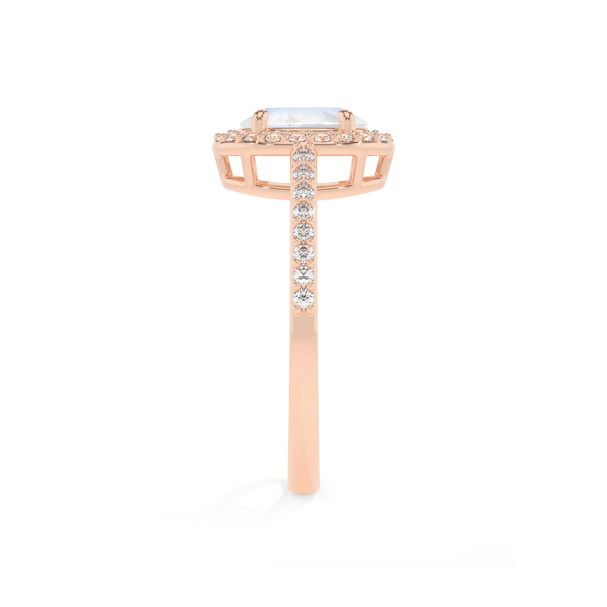 natural rainbow-moonstone oval solitaire rings in rose gold