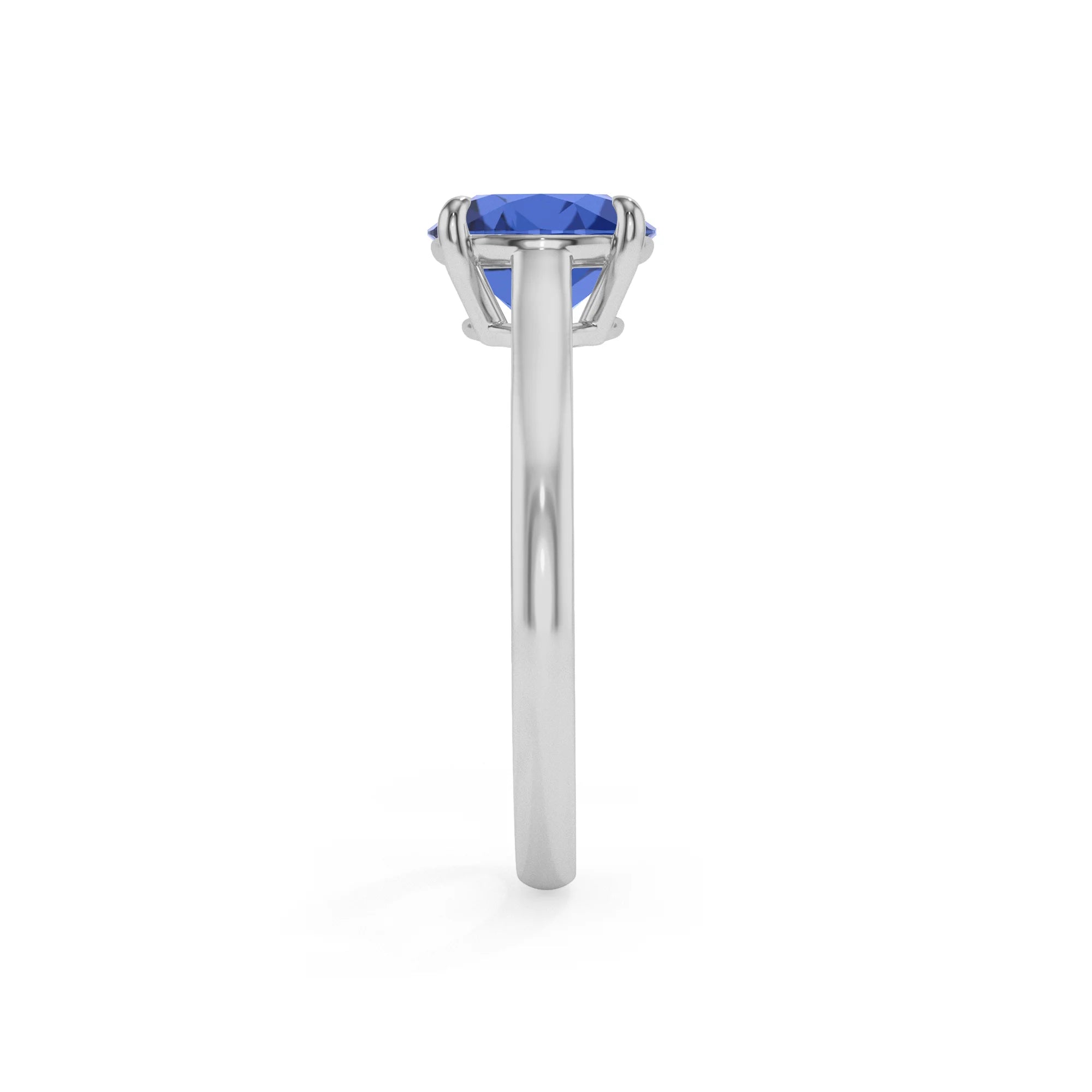 lab grown blue-sapphire round solitaire rings in sterling silver
