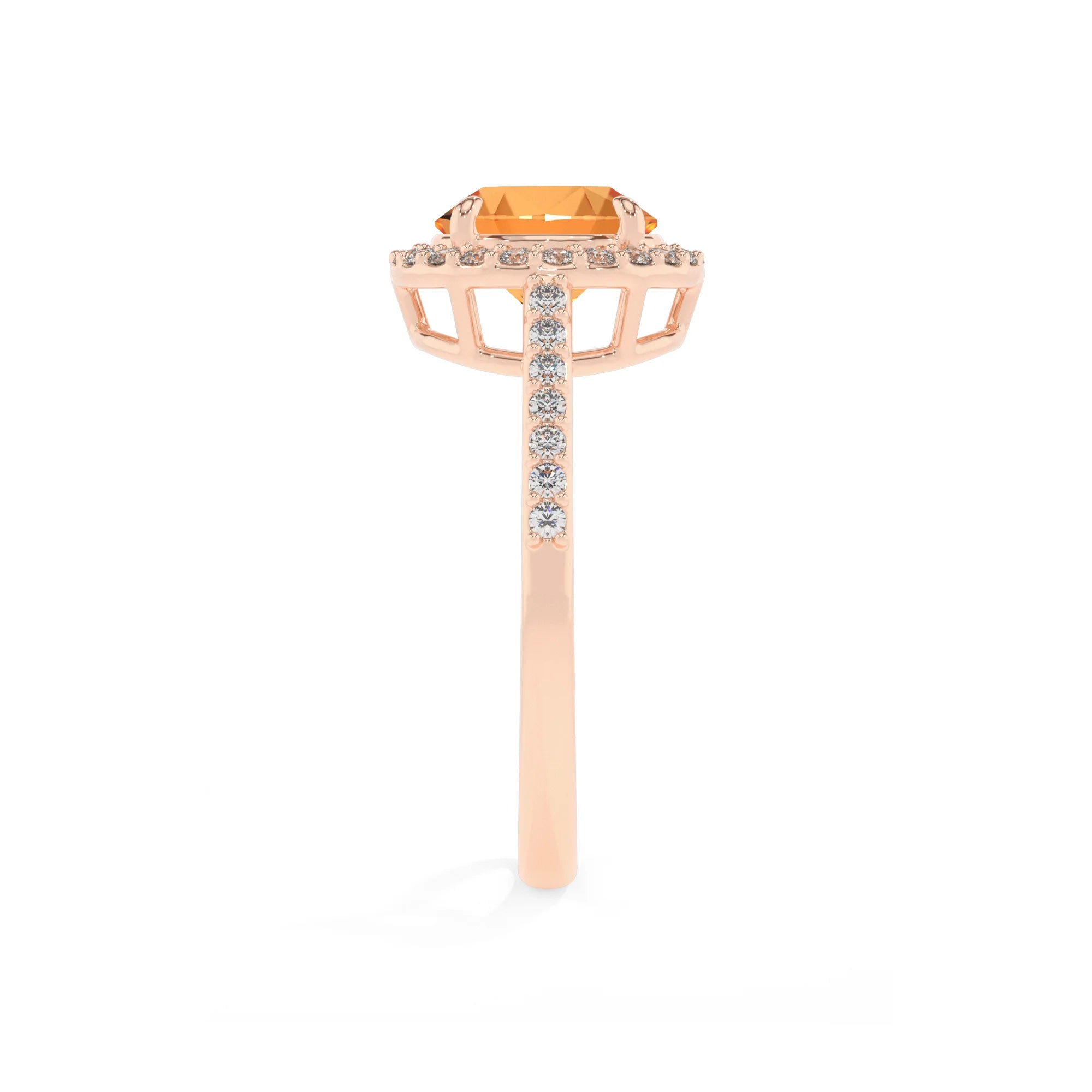 lab grown citrine round solitaire rings in rose gold