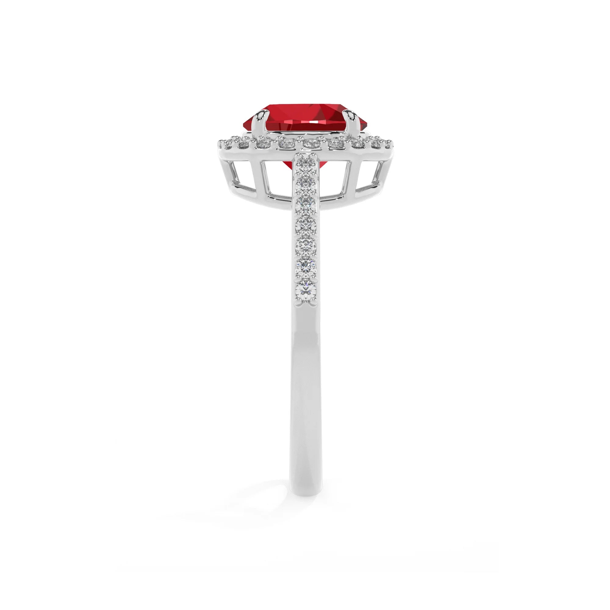 lab grown ruby round solitaire rings in sterling silver