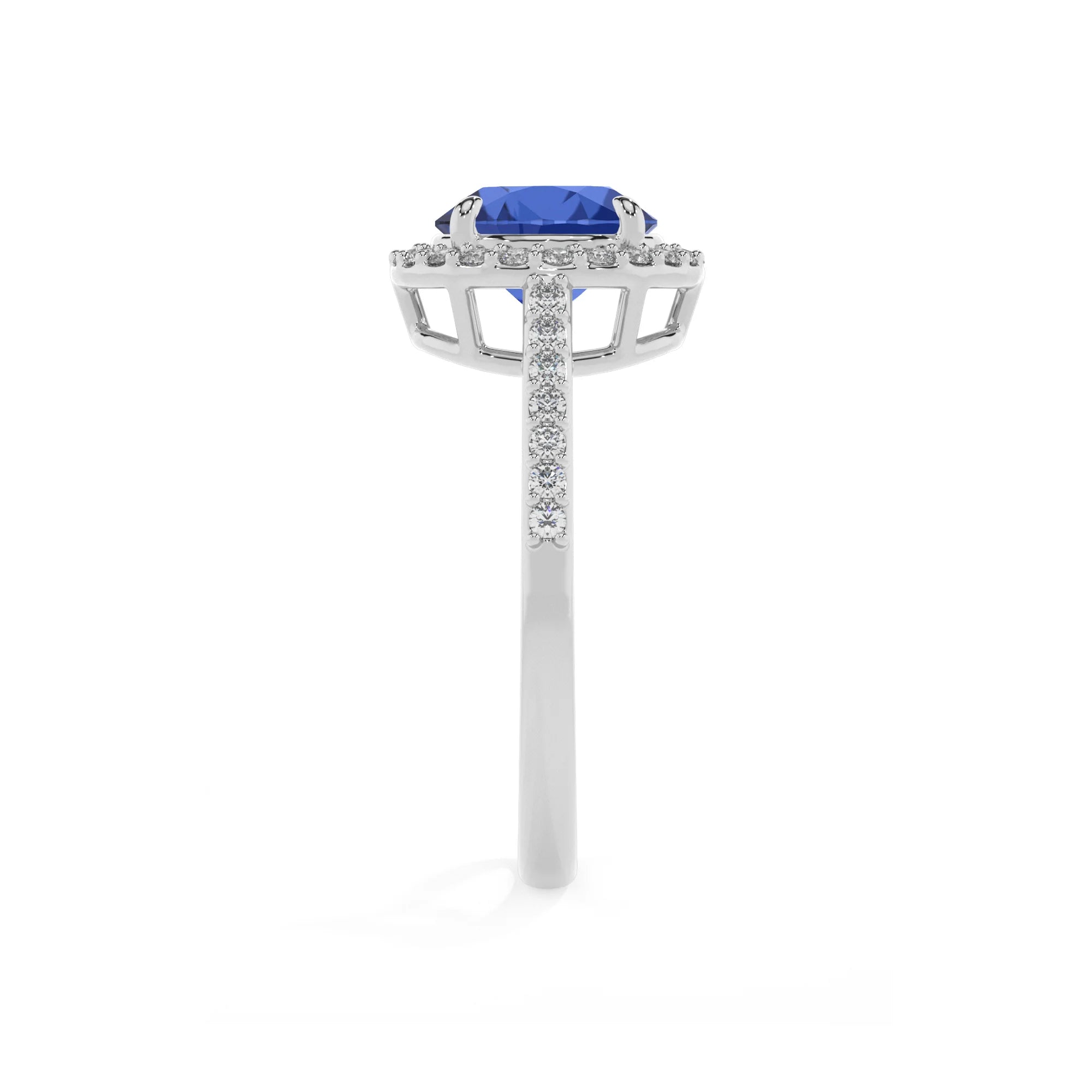 lab grown blue-sapphire round solitaire rings in sterling silver