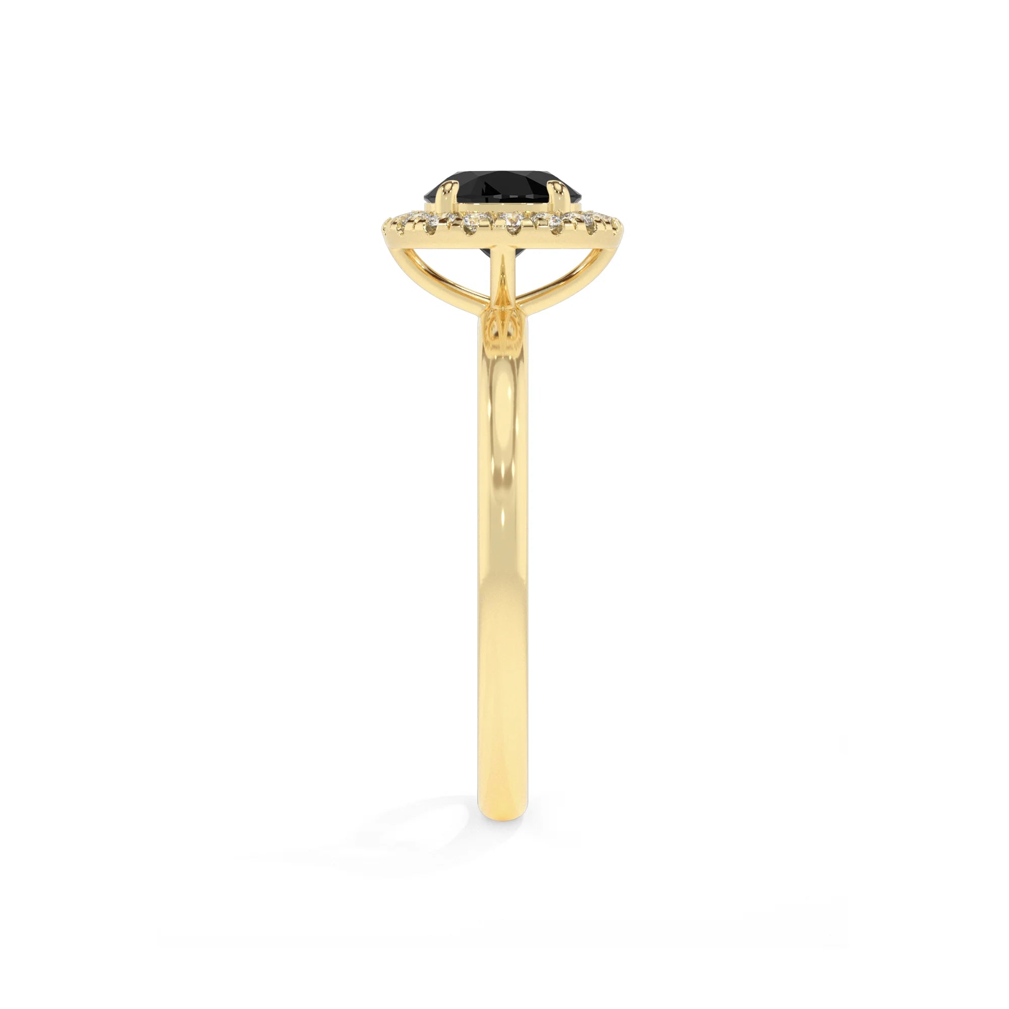 natural black-onyx round solitaire rings in yellow gold