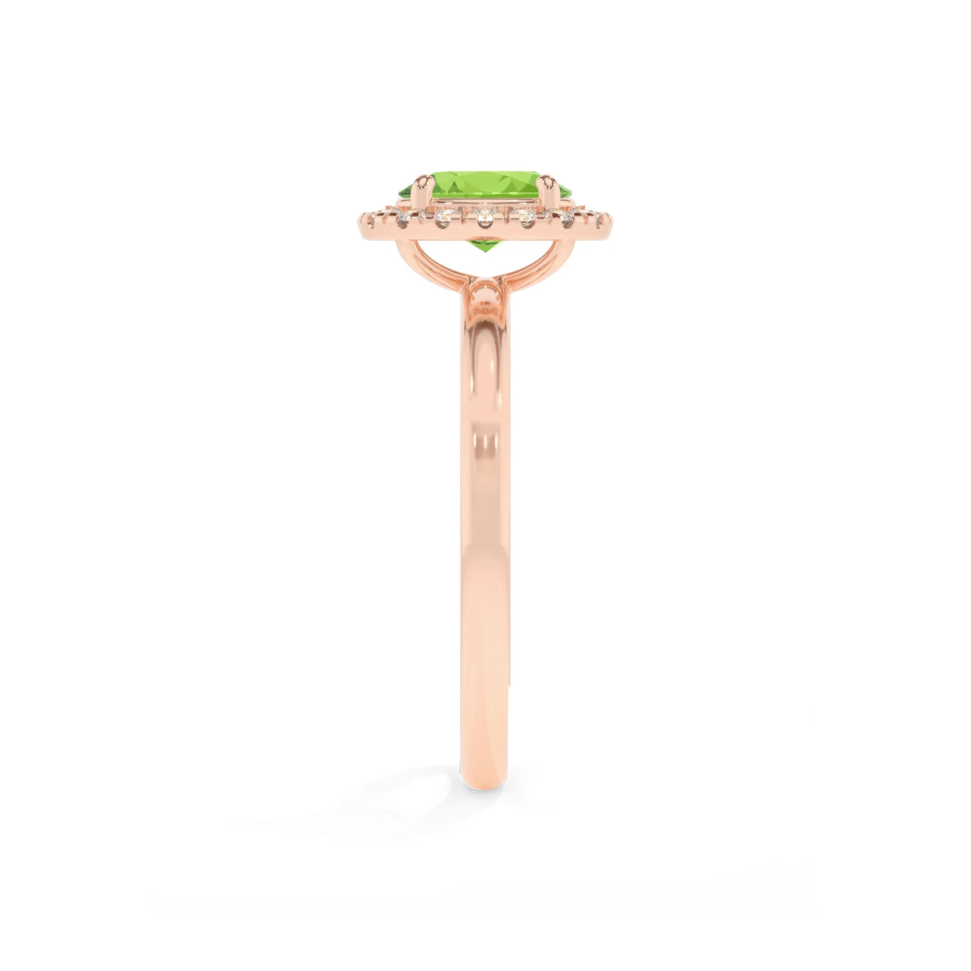 natural peridot oval solitaire rings in rose gold