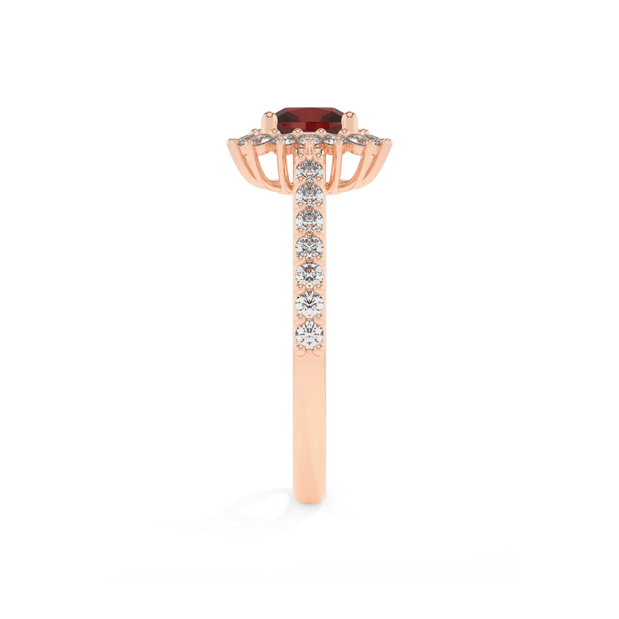 natural garnet cushion solitaire rings in rose gold