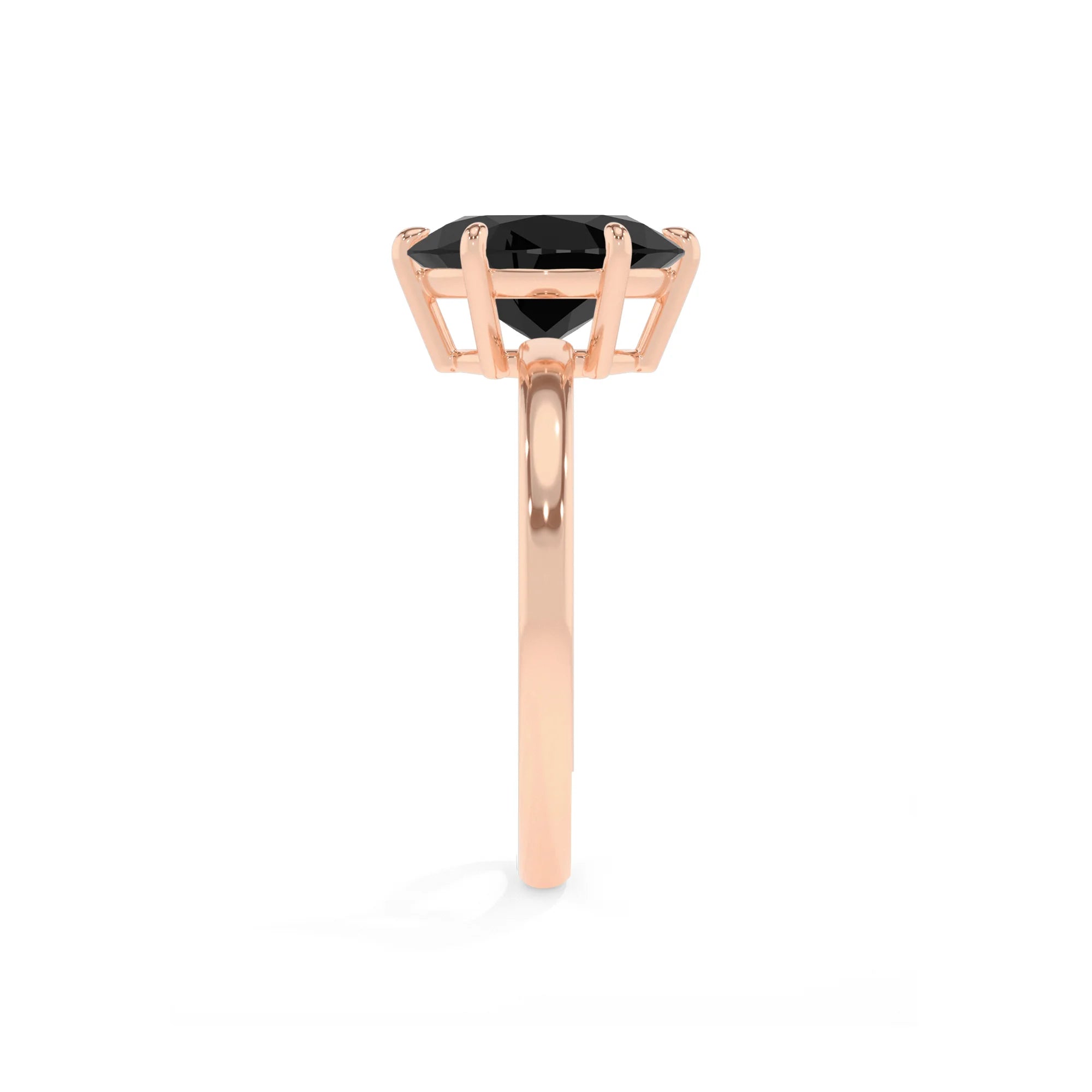 natural black-onyx oval solitaire rings in rose gold