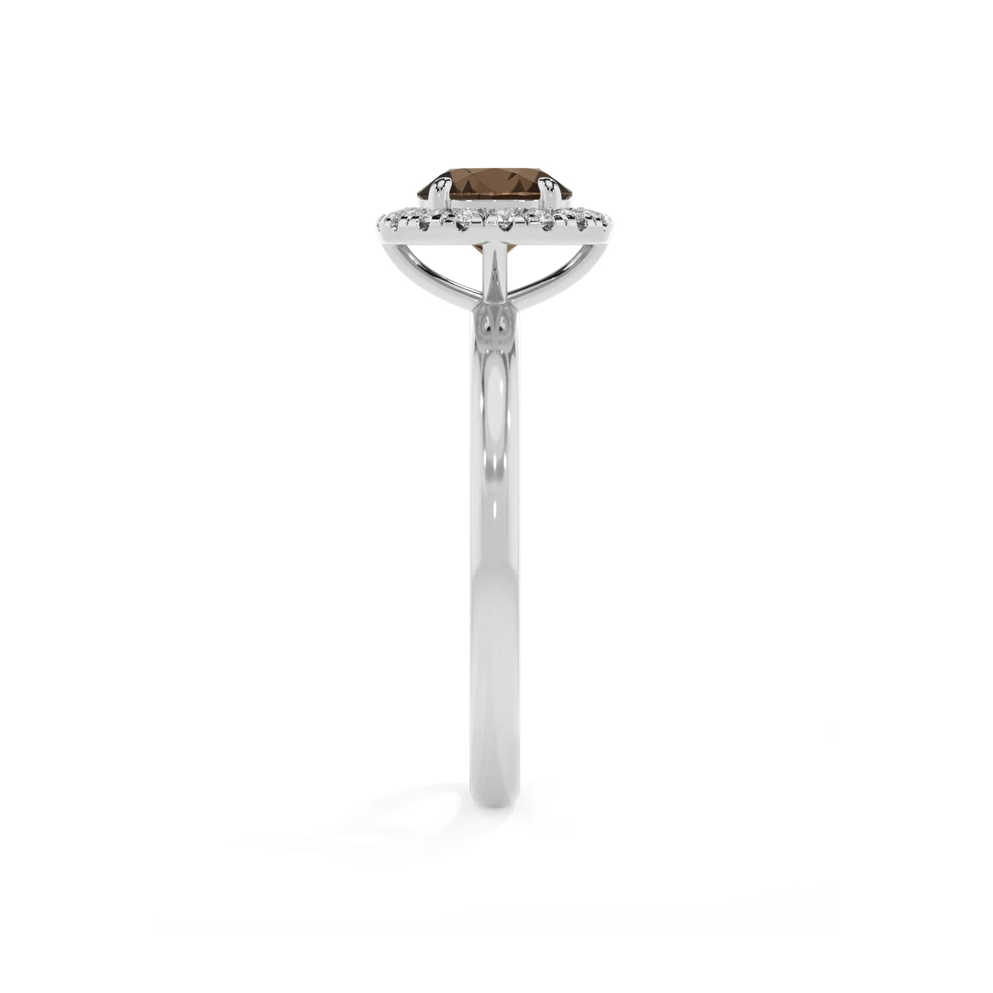 natural smoky-quartz round solitaire rings in platinum