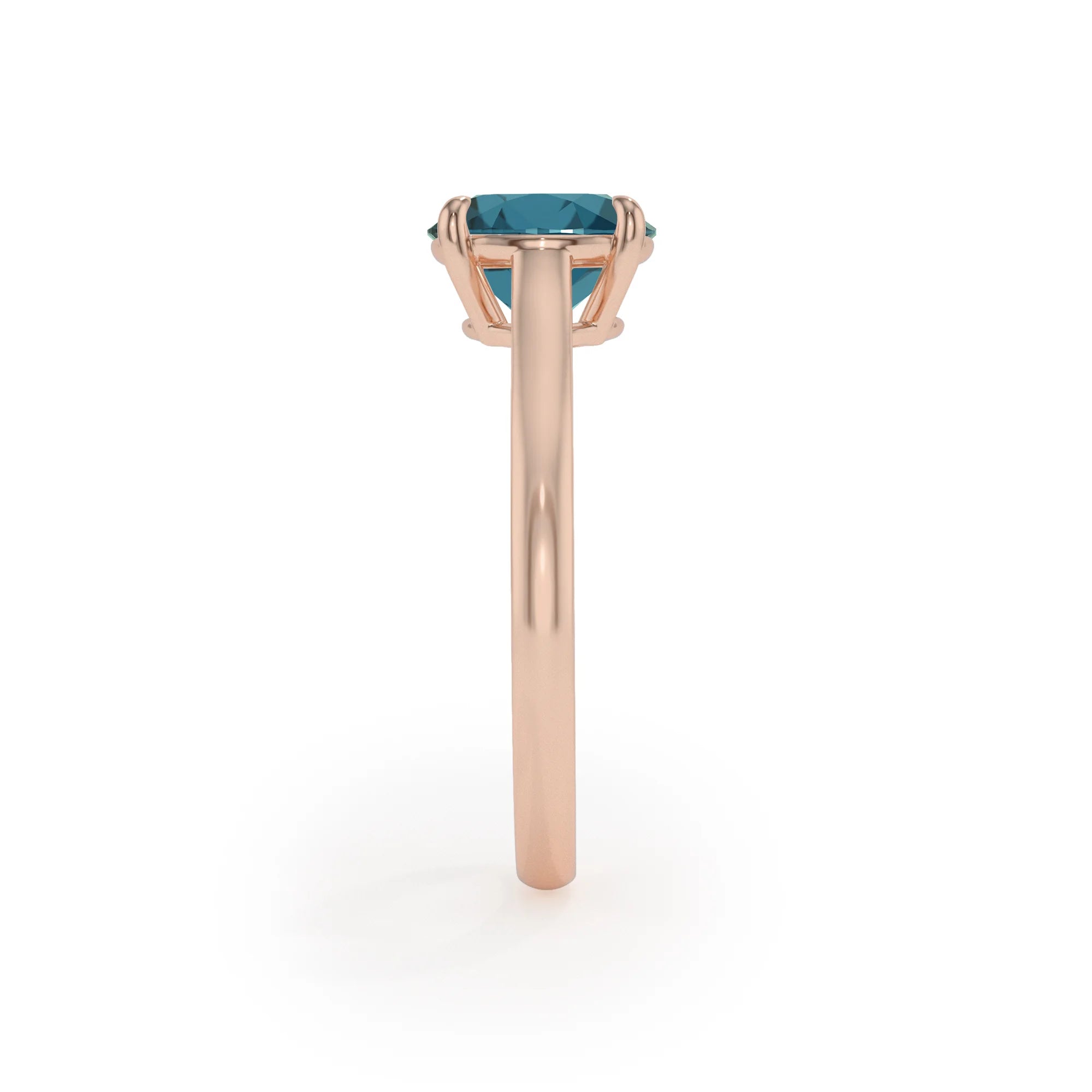 natural london-blue-topaz round solitaire rings in rose gold