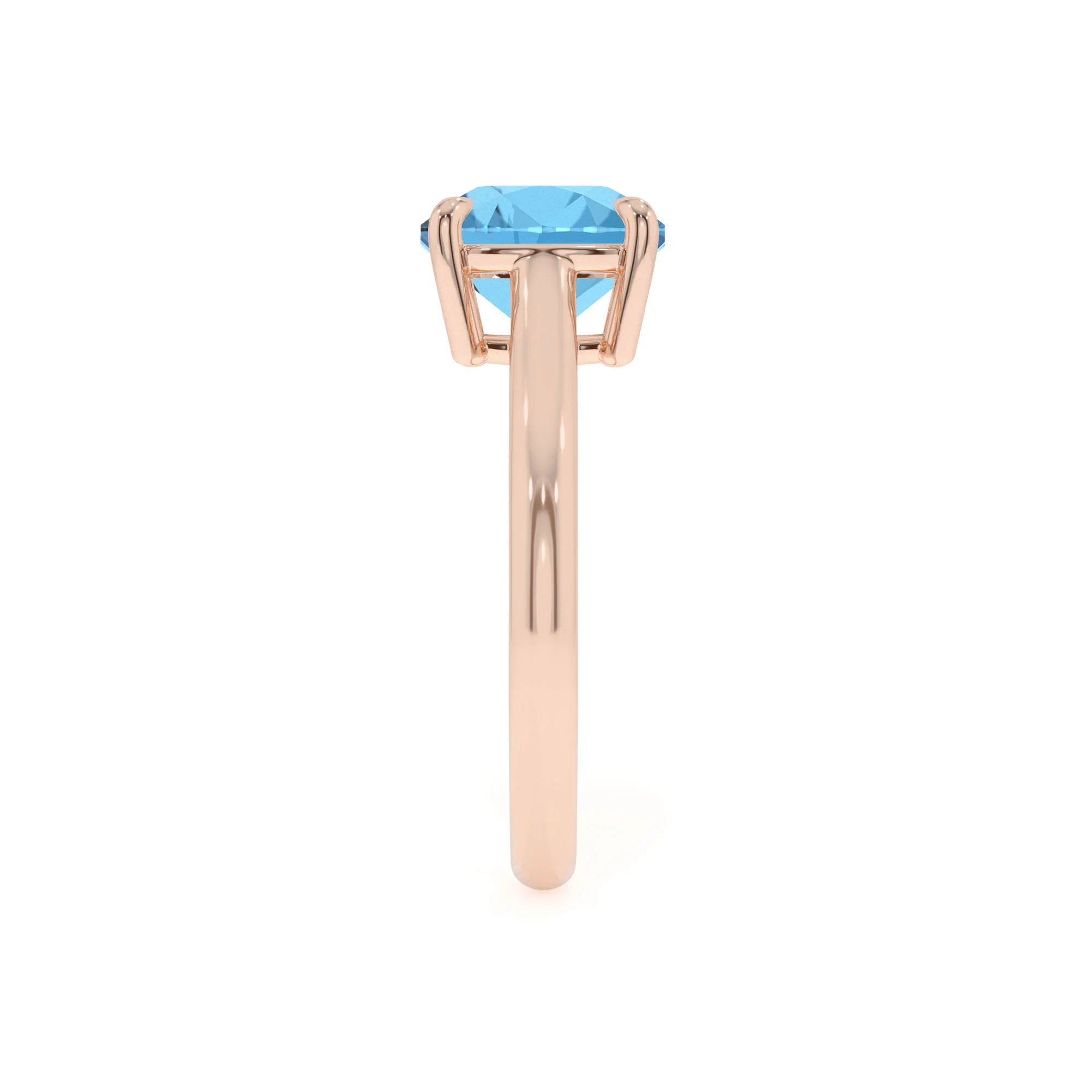 natural swiss-blue-topaz cushion solitaire rings in rose gold