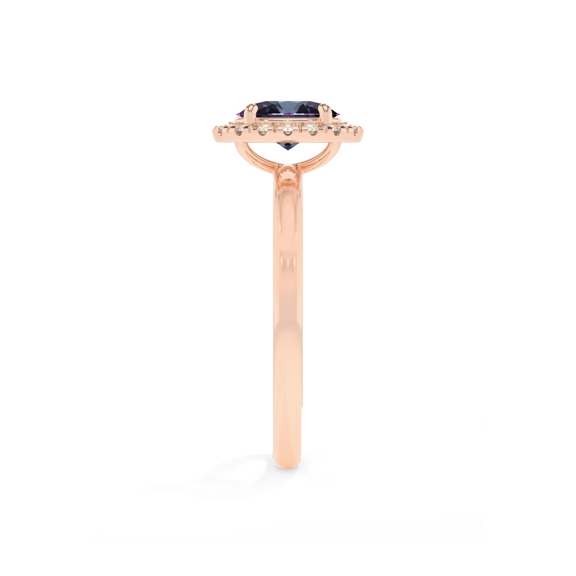lab grown alexandrite oval solitaire rings in rose gold