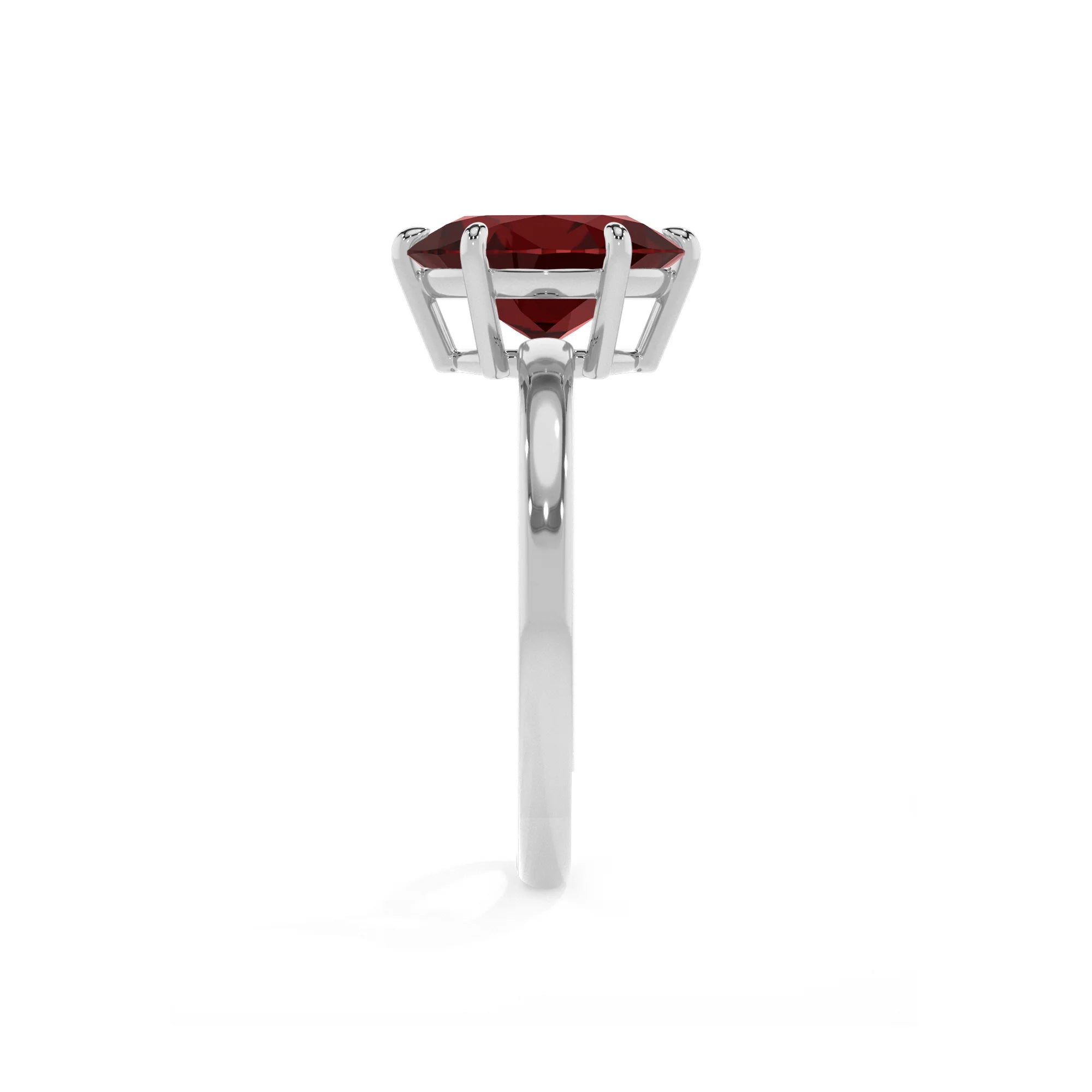 natural garnet oval solitaire rings in white gold