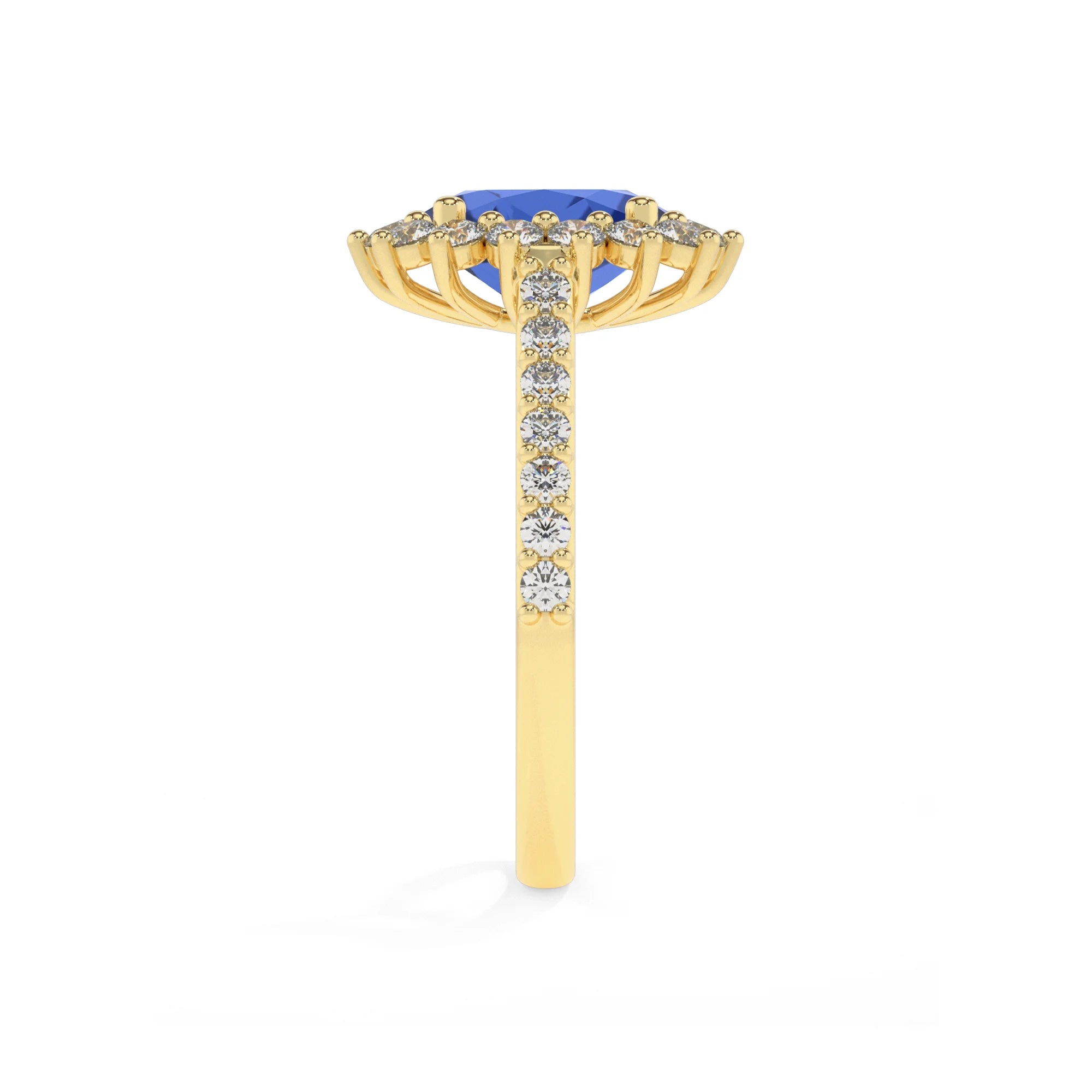 lab grown blue-sapphire oval solitaire rings in yellow gold