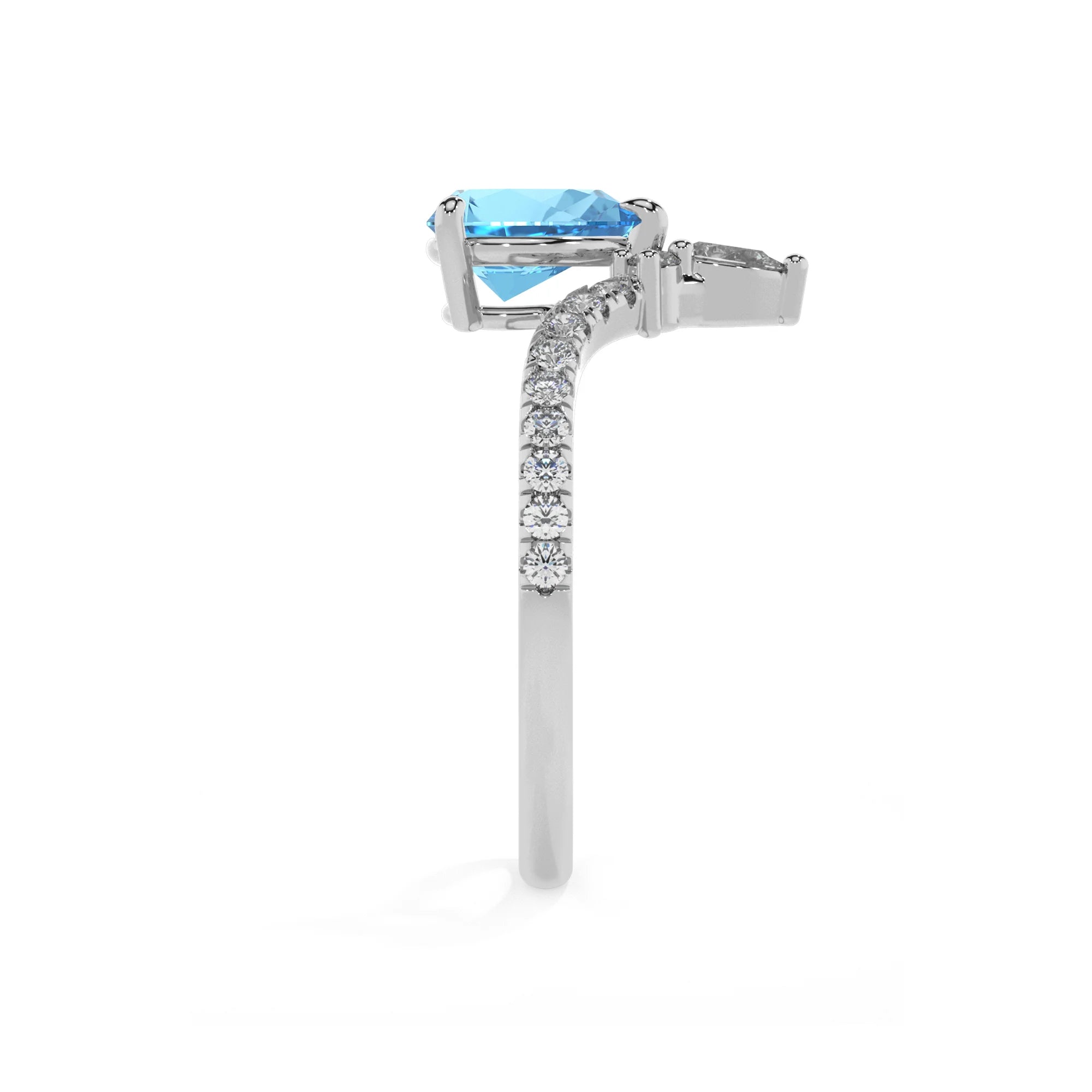 natural swiss-blue-topaz pear solitaire rings in sterling silver