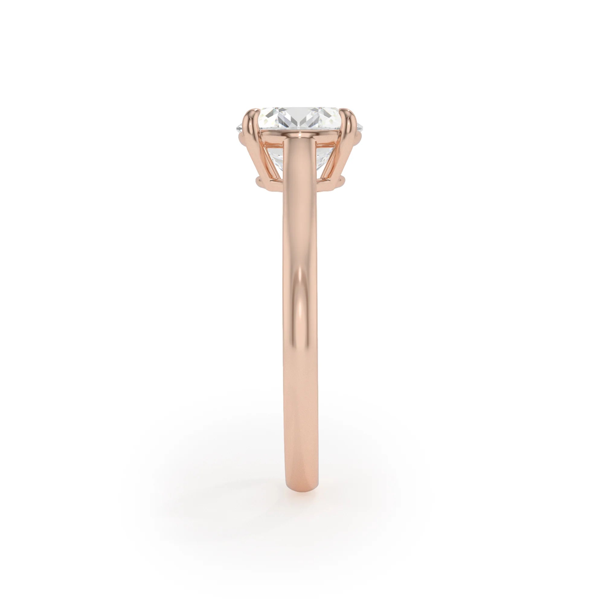 lab grown moissanite round solitaire rings in rose gold