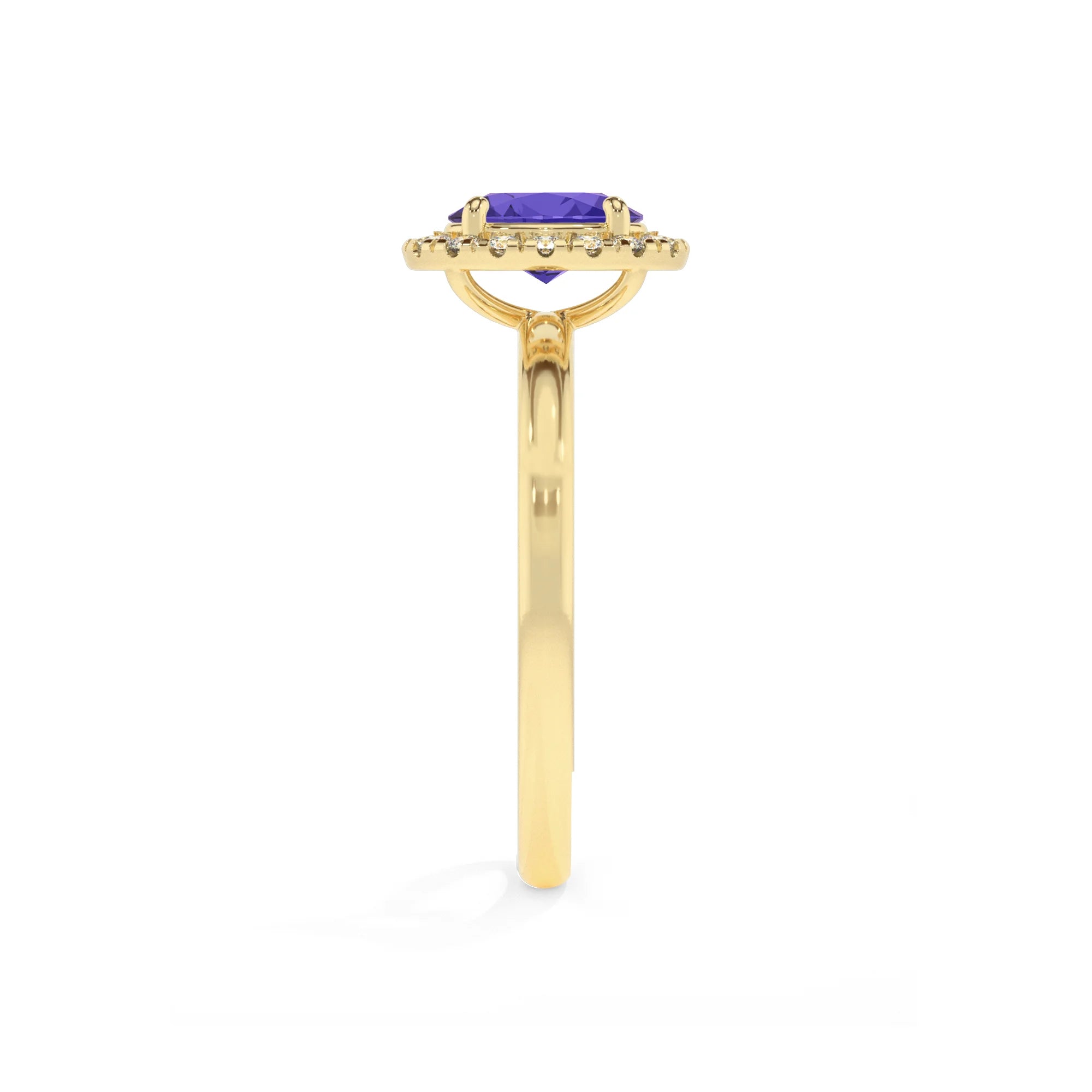 lab grown tanzanite oval solitaire rings in yellow gold