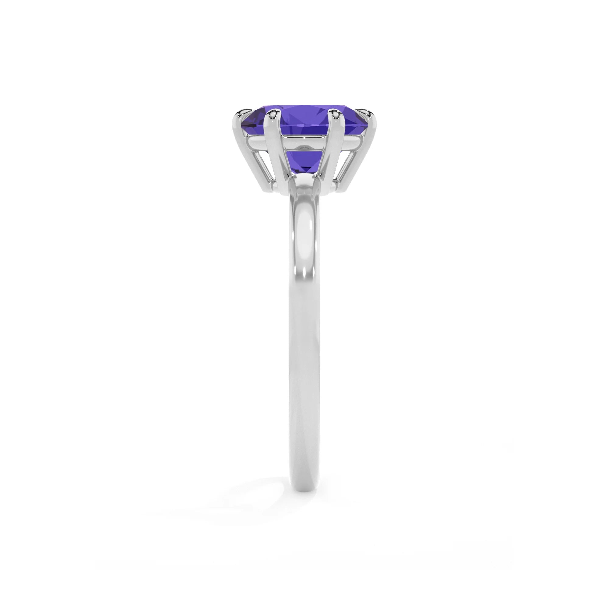 lab grown tanzanite round solitaire rings in white gold